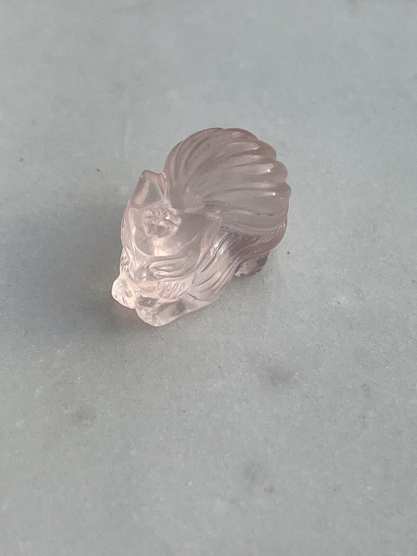 Rose Quartz Nine Tail Fox Carving