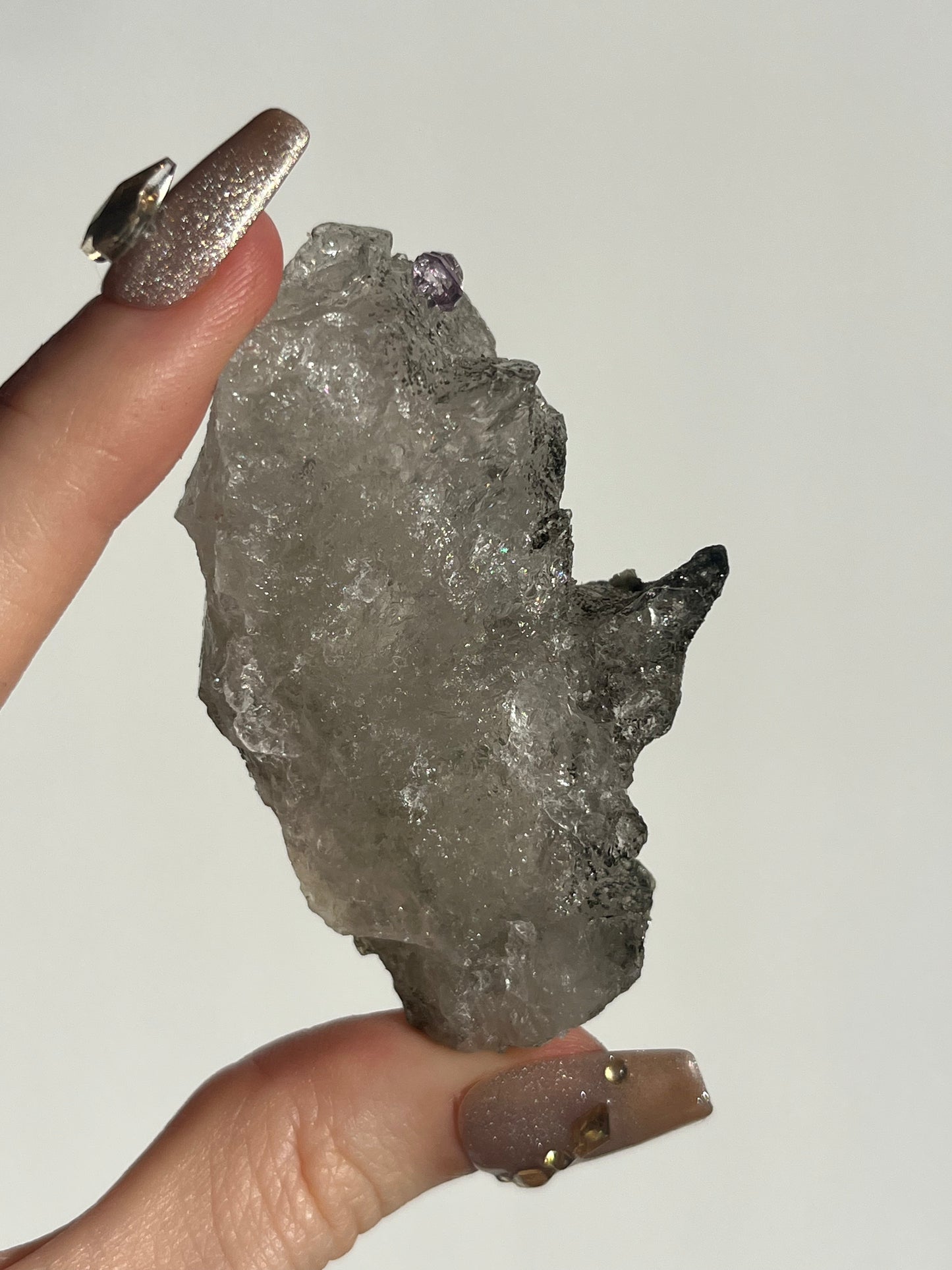 Sceptre Amethyst on Etched Quartz with Biotite Specimen A (Collector’s Choice)