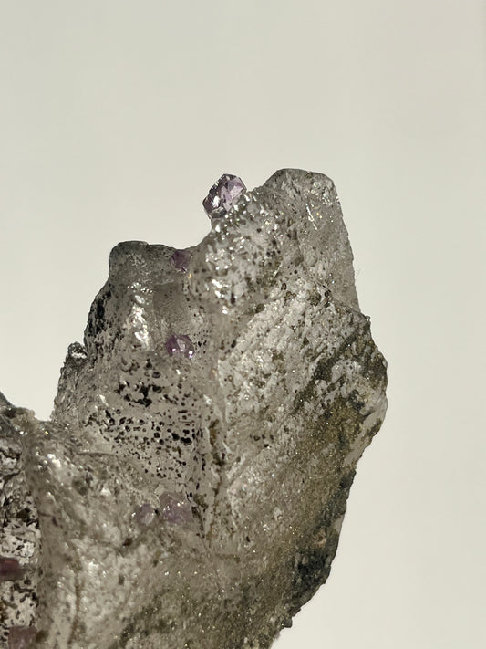 Sceptre Amethyst on Etched Quartz with Biotite Specimen A (Collector’s Choice)
