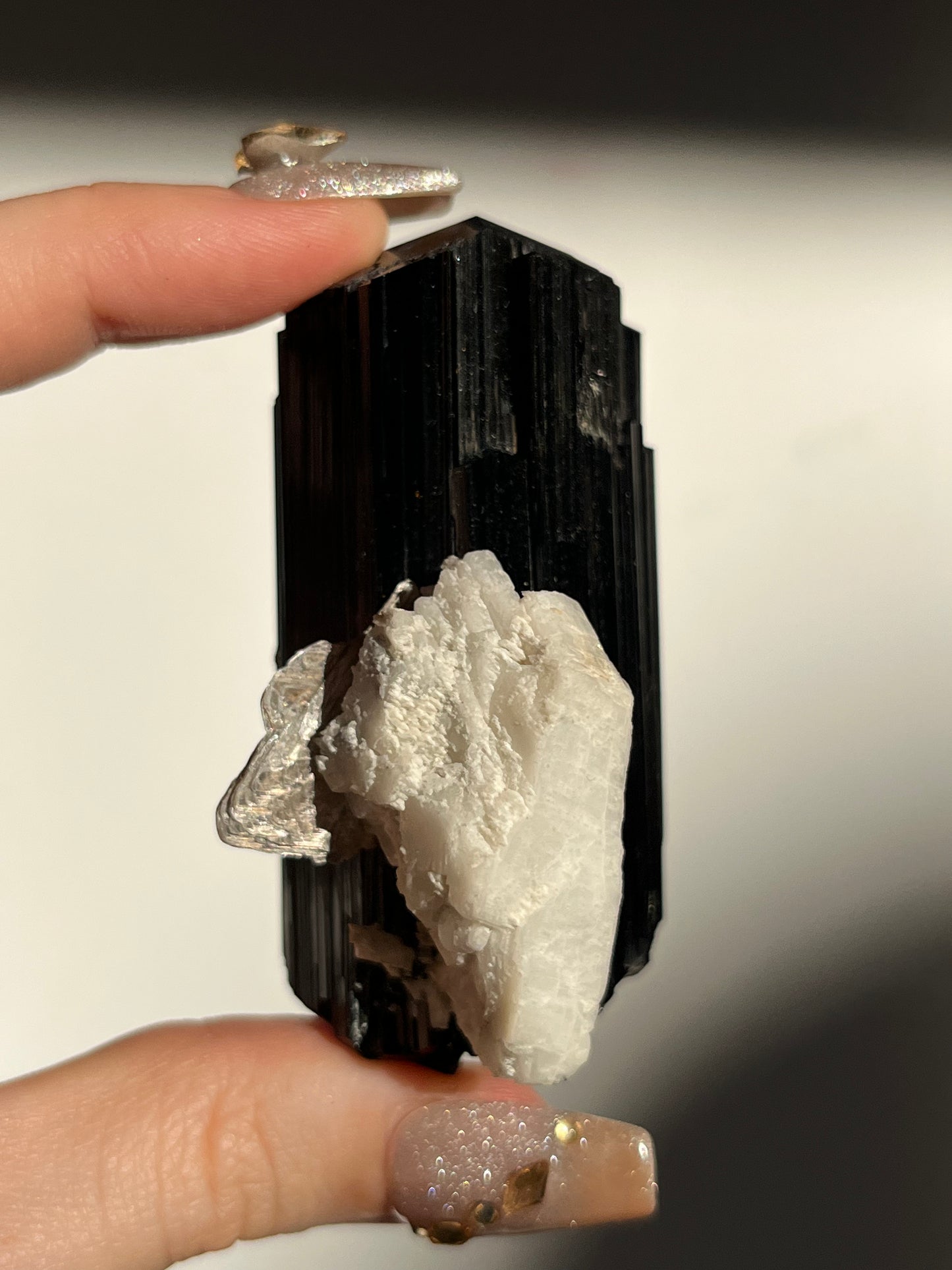 Dravite and Black Schorl Tourmaline with Muscovite and Feldspar Specimen C