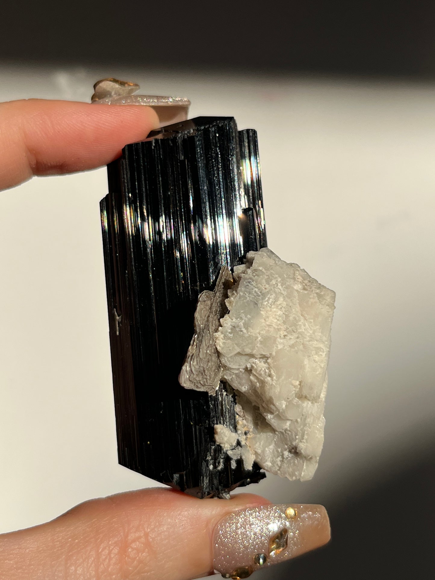 Dravite and Black Schorl Tourmaline with Muscovite and Feldspar Specimen C