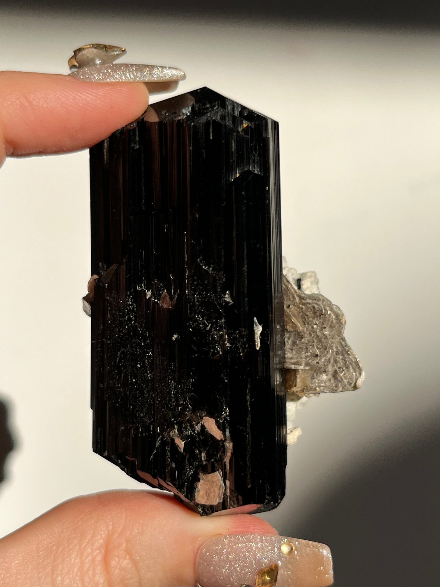 Dravite and Black Schorl Tourmaline with Muscovite and Feldspar Specimen C