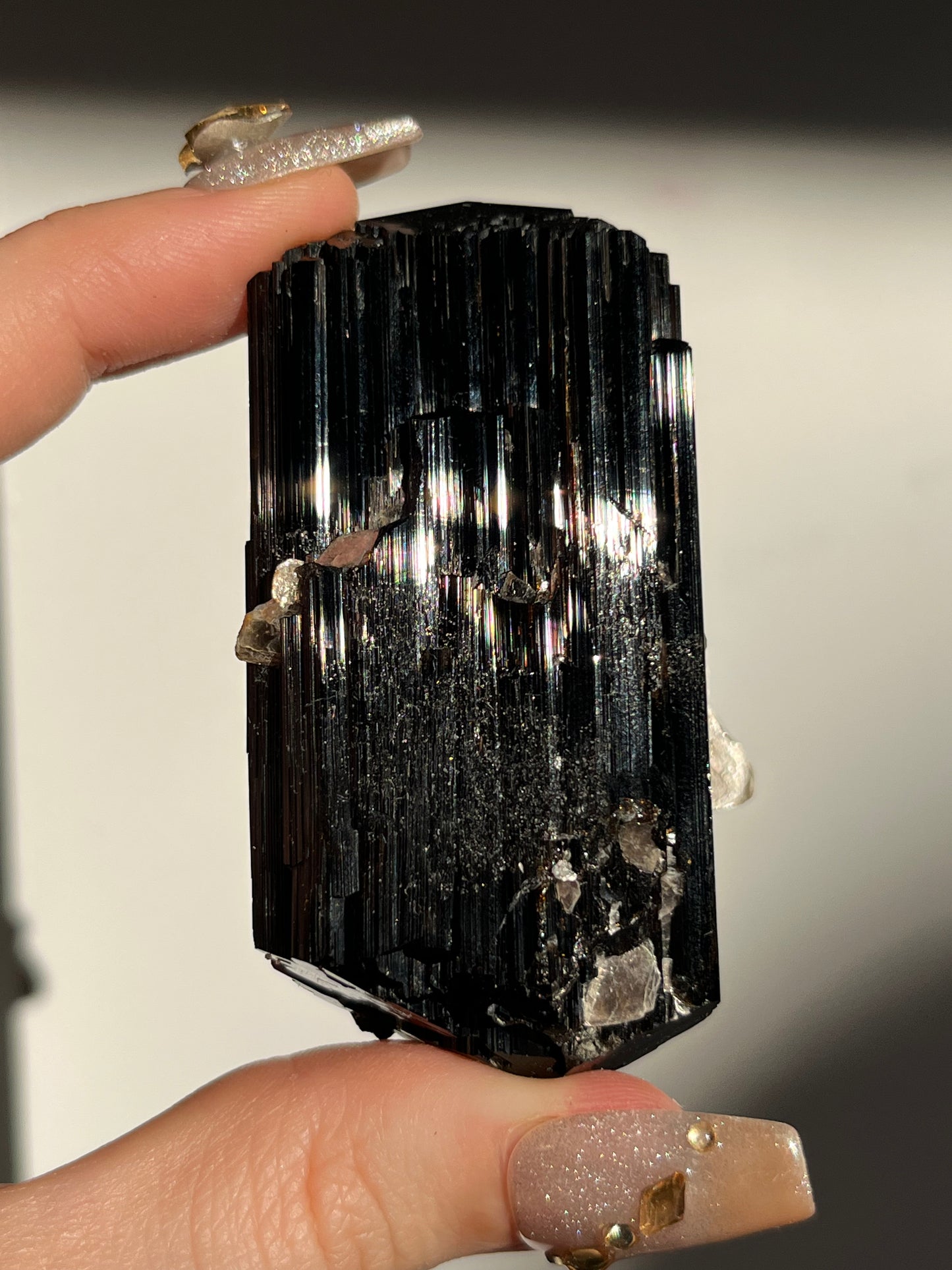Dravite and Black Schorl Tourmaline with Muscovite and Feldspar Specimen C
