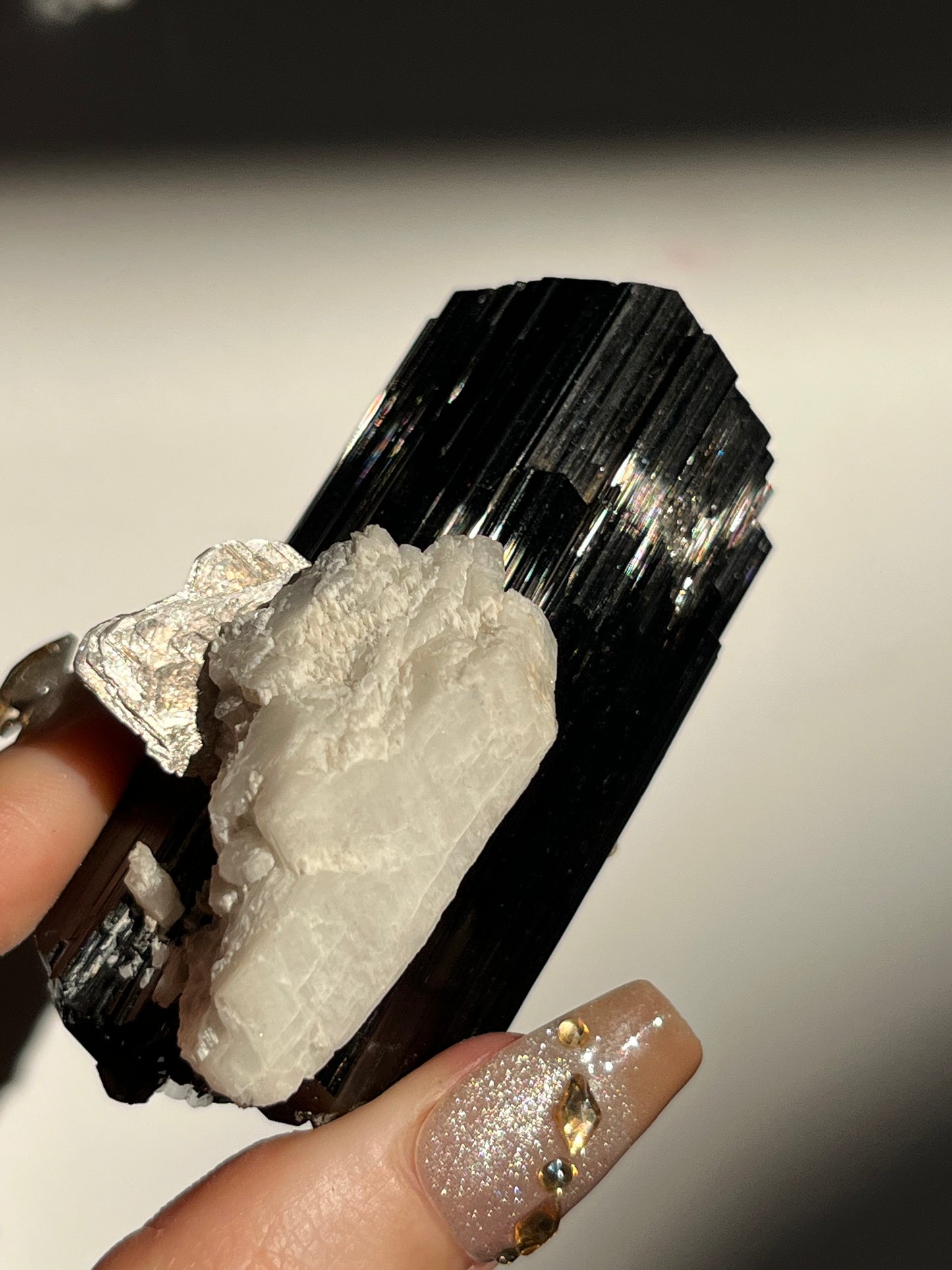 Dravite and Black Schorl Tourmaline with Muscovite and Feldspar Specimen C