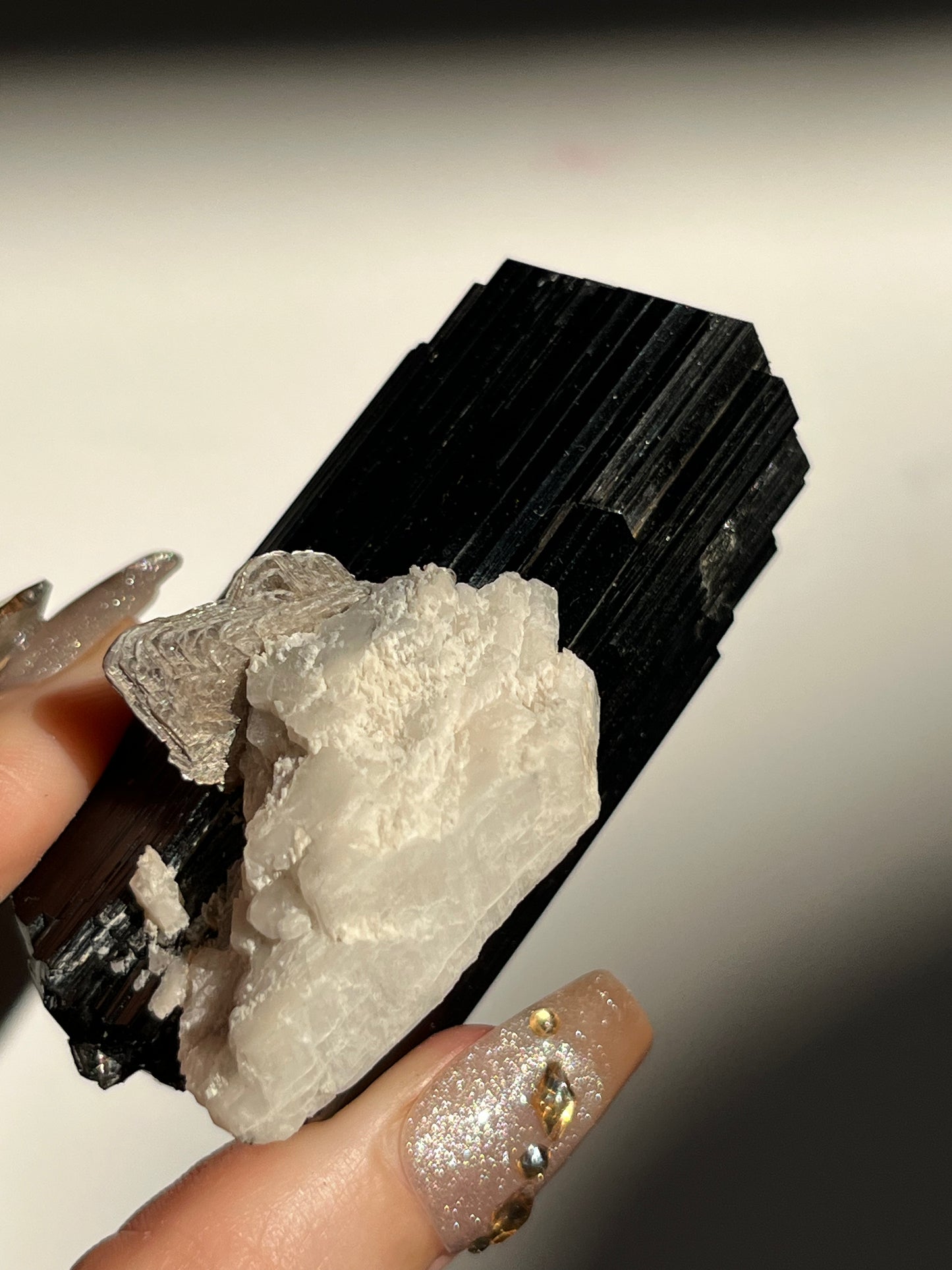 Dravite and Black Schorl Tourmaline with Muscovite and Feldspar Specimen C