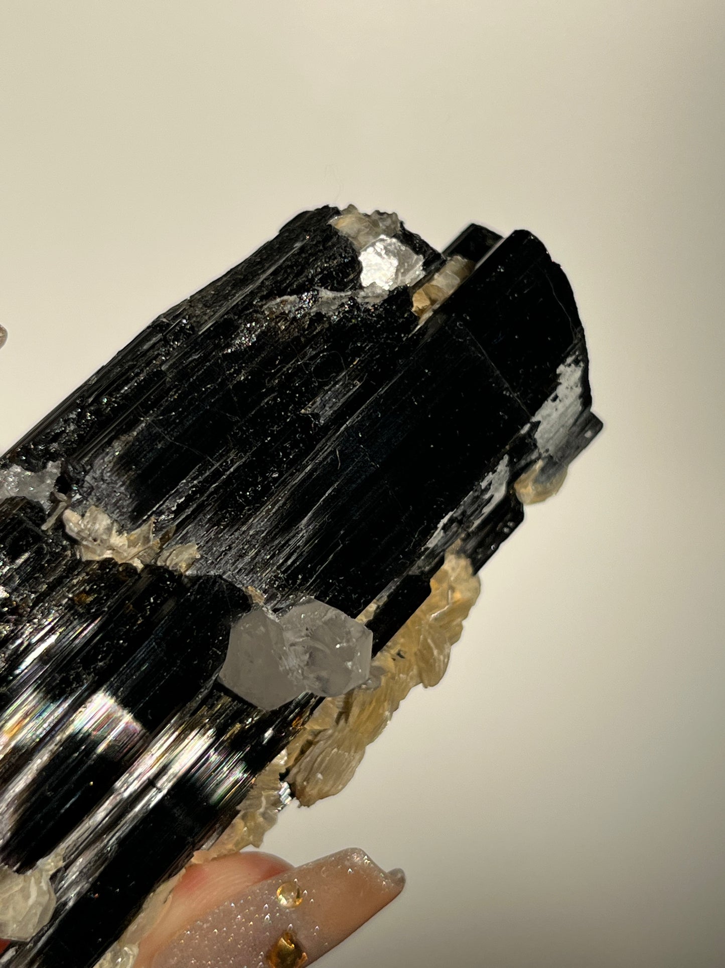 Black Schorl Tourmaline with Quartz and Muscovite Specimen G