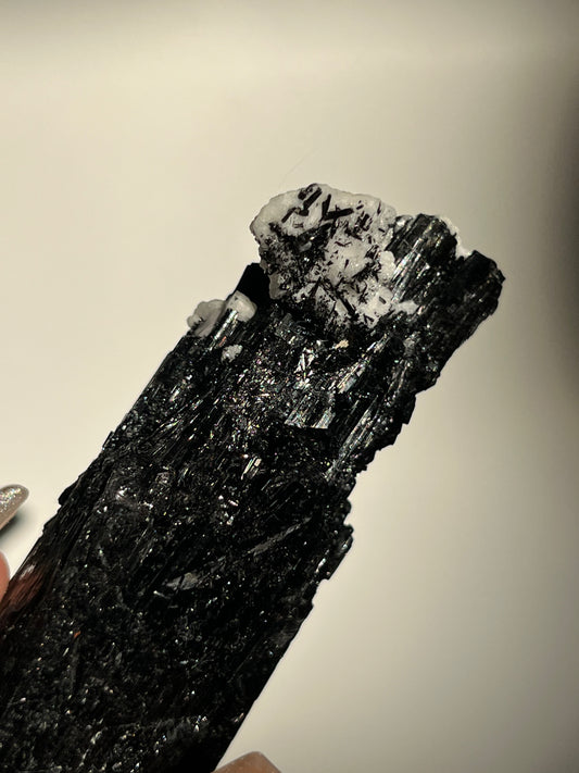 Black Schorl Tourmaline with Feldspar Specimen H