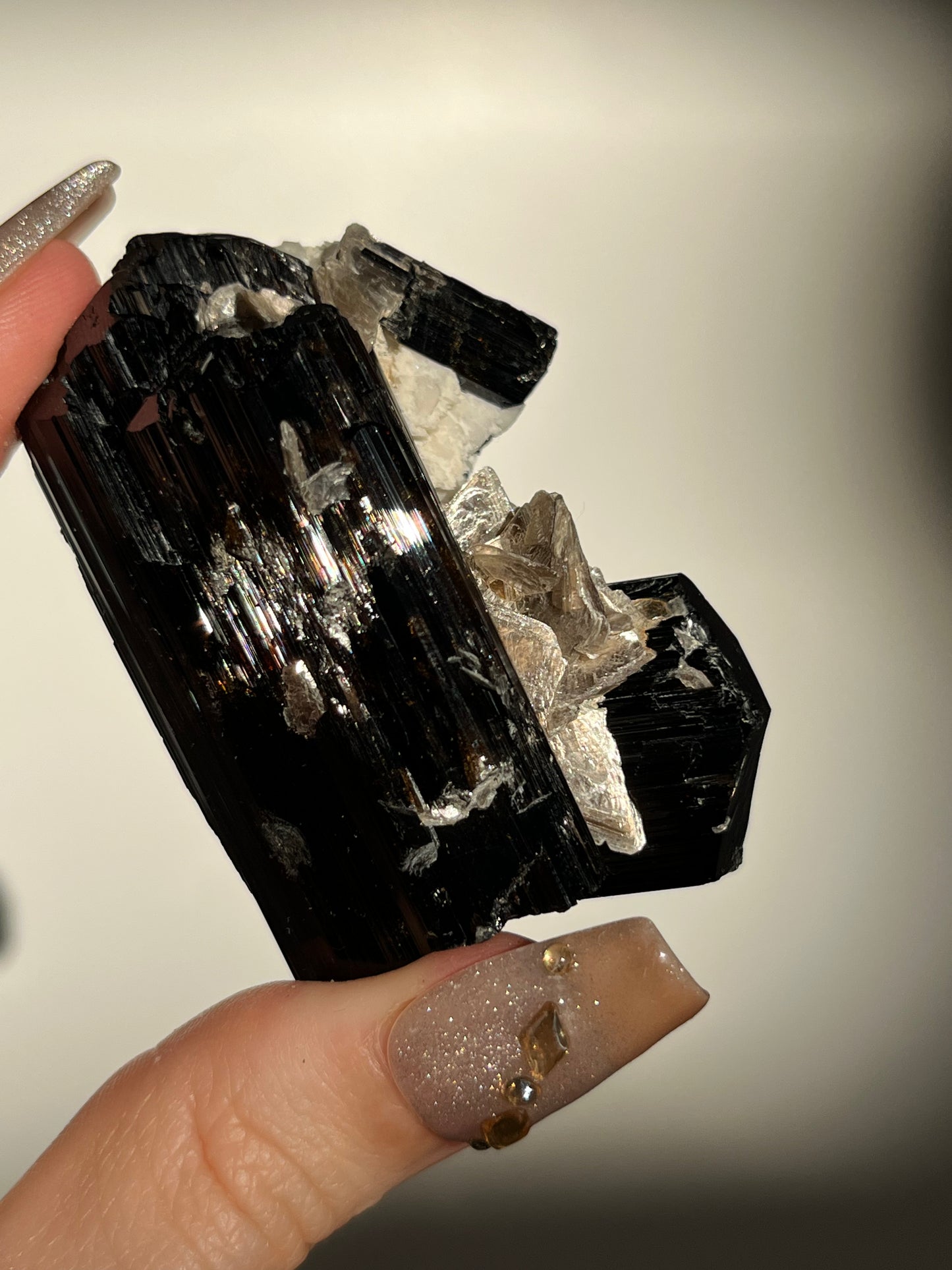 Dravite and Black Schorl Tourmaline with Muscovite and Feldspar Specimen I