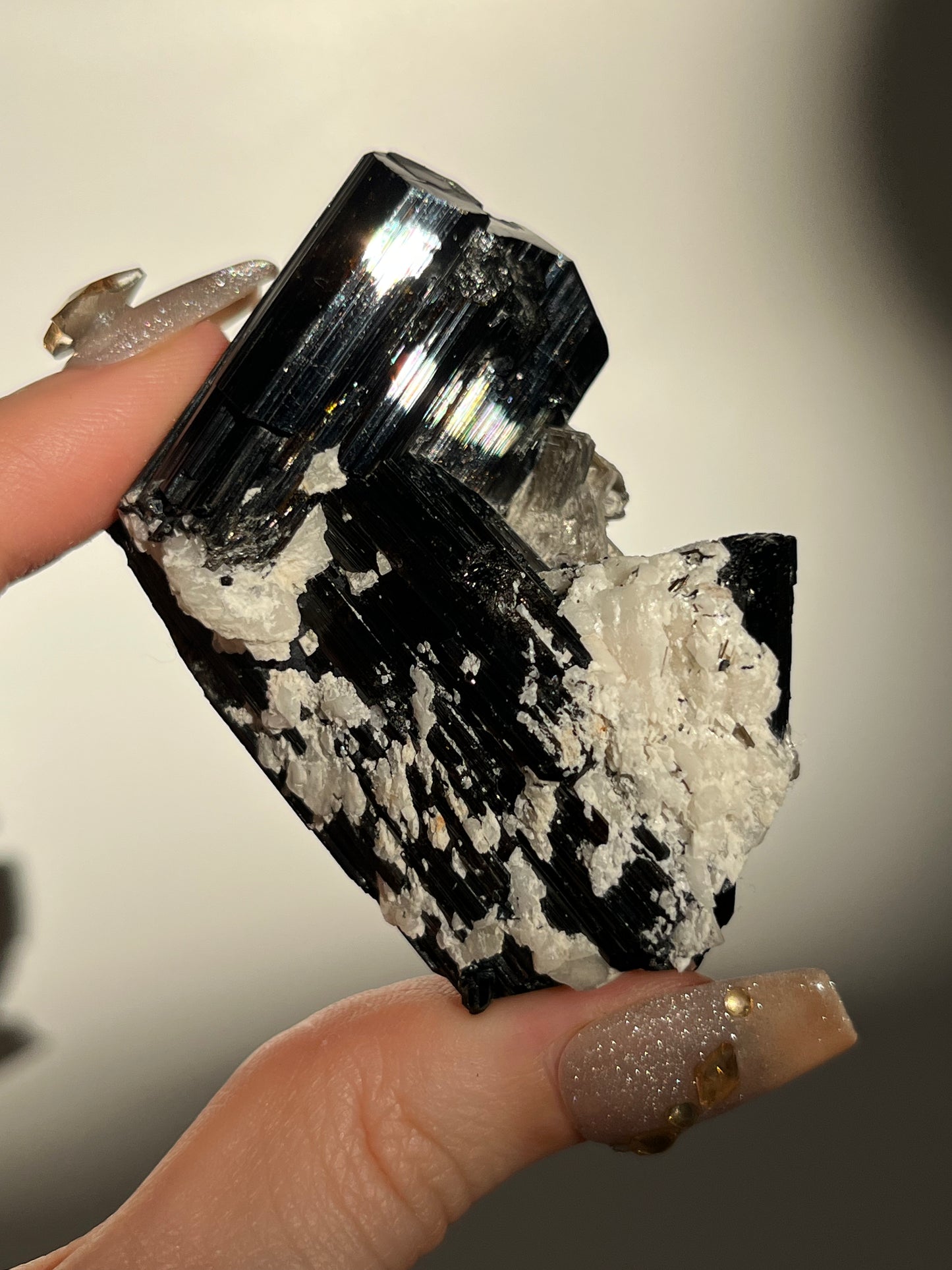 Dravite and Black Schorl Tourmaline with Muscovite and Feldspar Specimen I