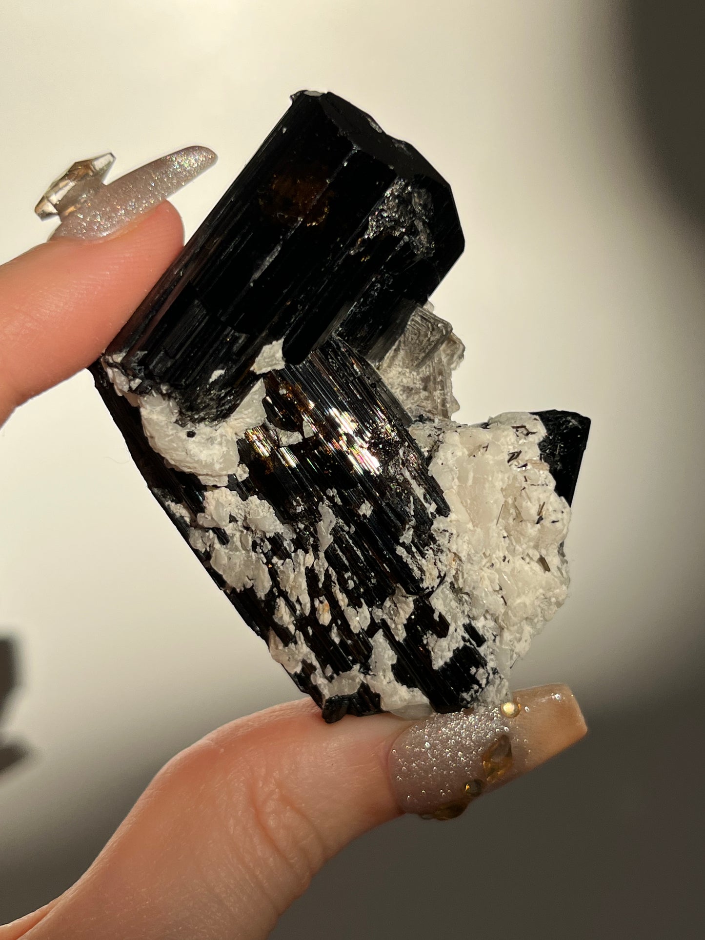 Dravite and Black Schorl Tourmaline with Muscovite and Feldspar Specimen I