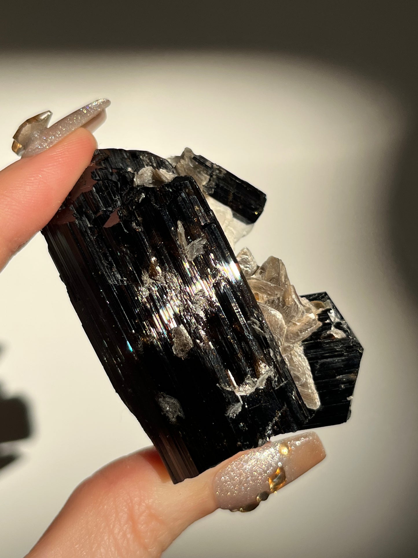 Dravite and Black Schorl Tourmaline with Muscovite and Feldspar Specimen I