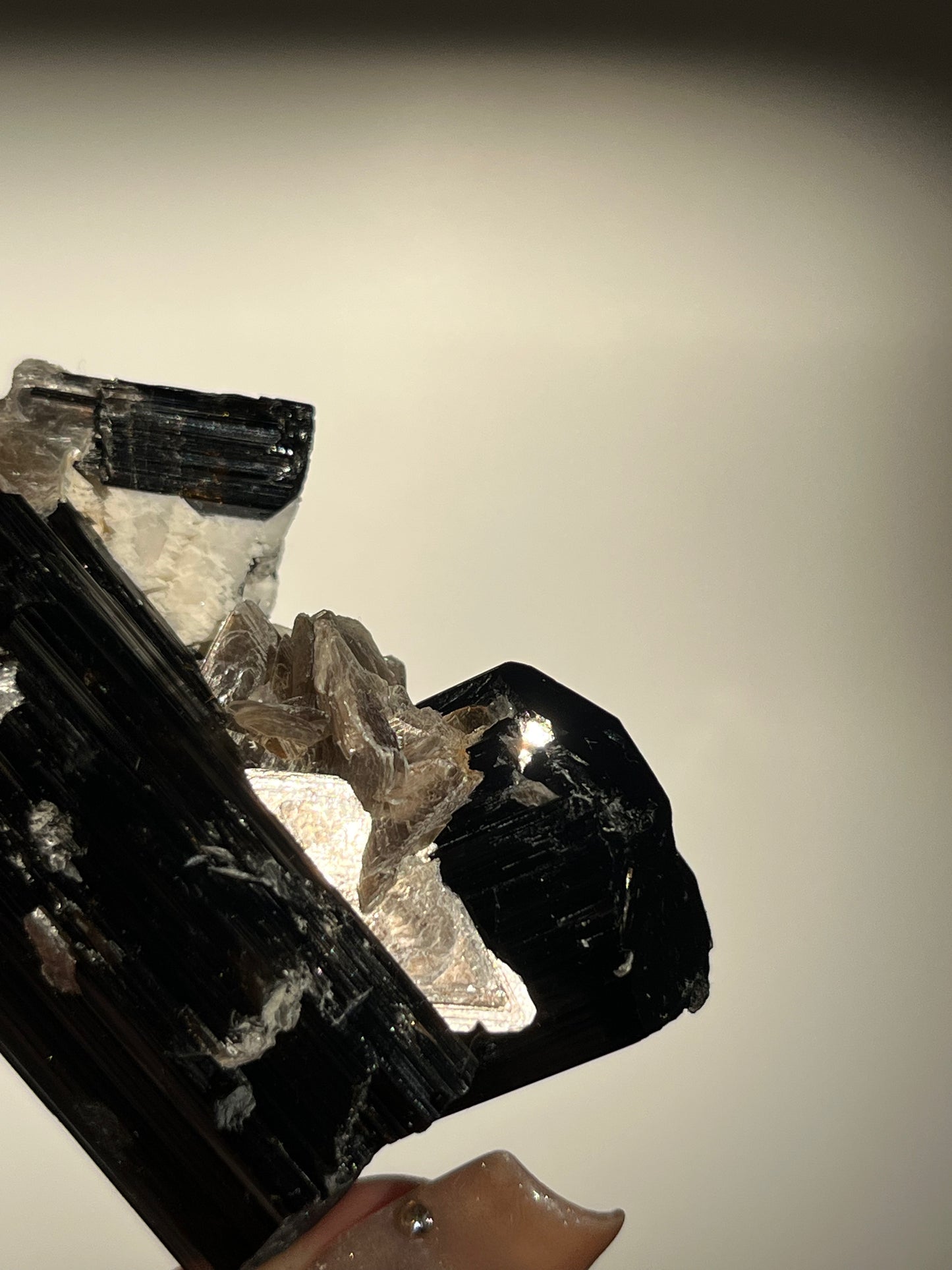 Dravite and Black Schorl Tourmaline with Muscovite and Feldspar Specimen I