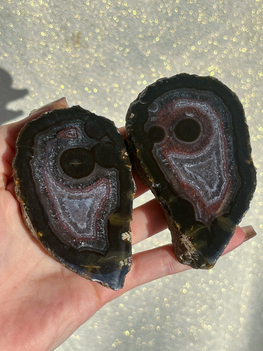 Smiling Indonesian Agate Pair #4