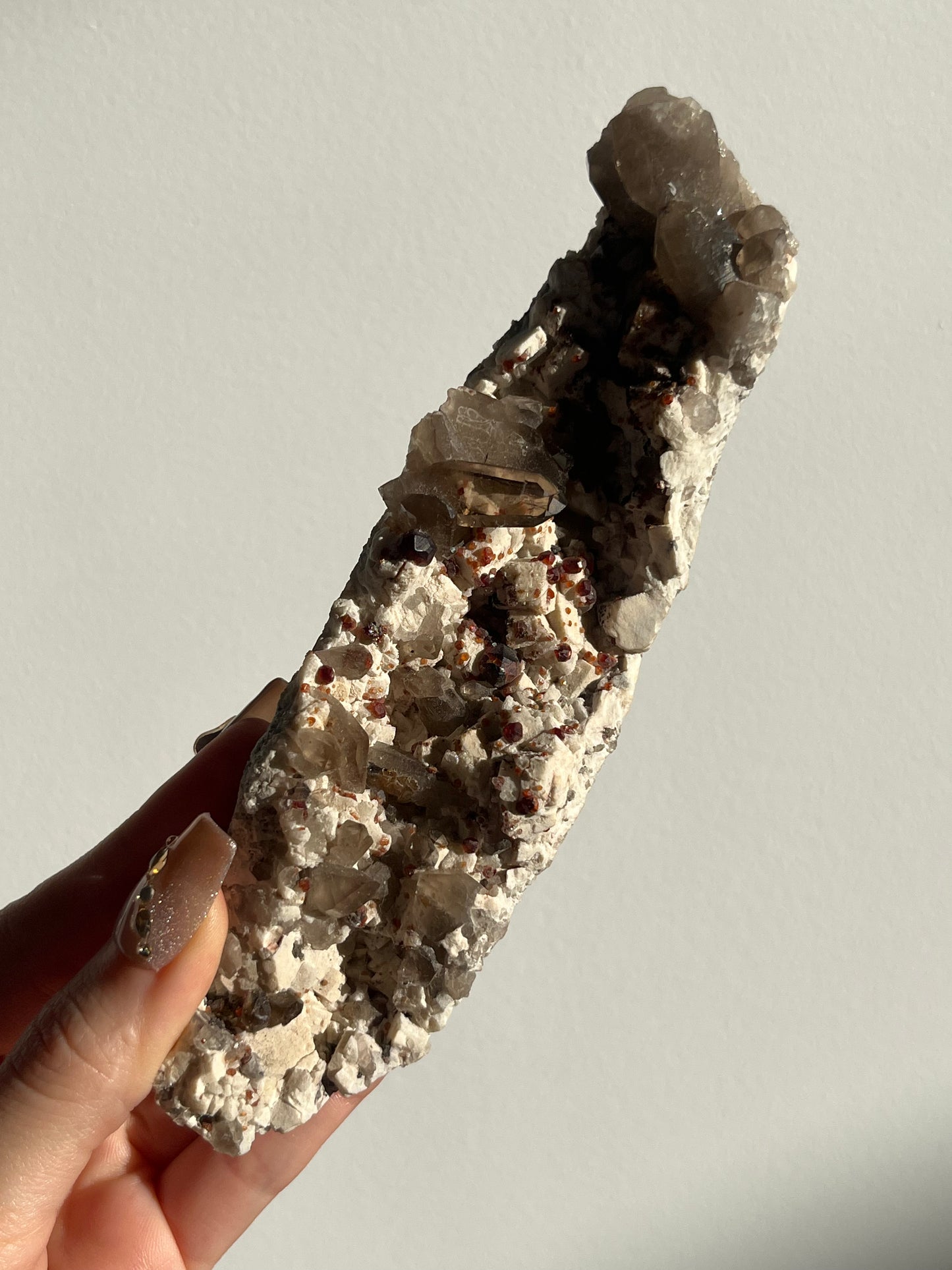 Spessartine Garnet with Smokey Quartz and Feldspar Specimen A