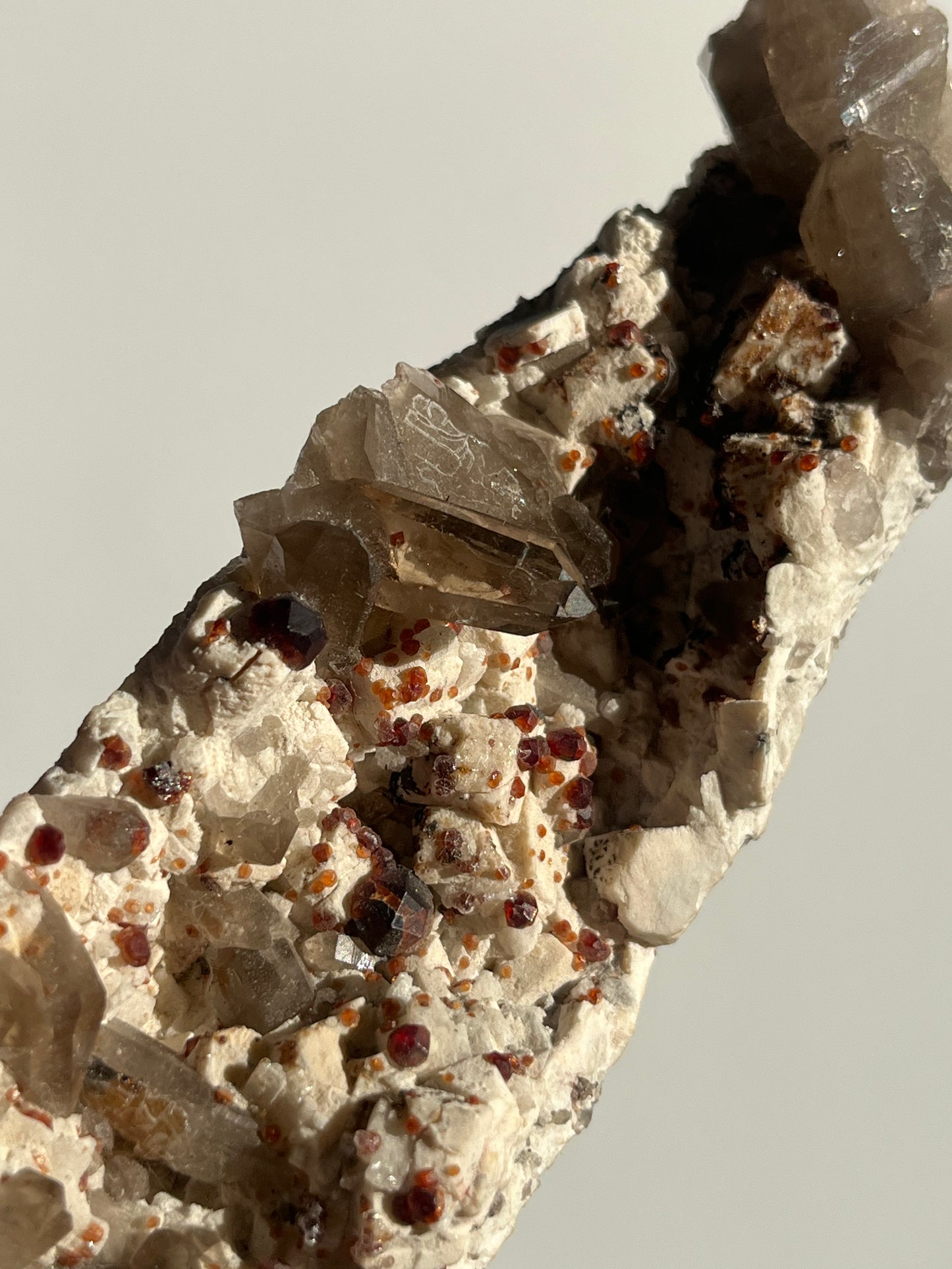 Spessartine Garnet with Smokey Quartz and Feldspar Specimen A