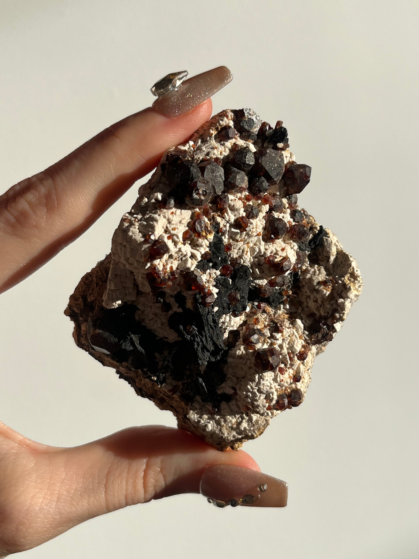Spessartine Garnet with Metallic Inclusions and Feldspar Specimen B