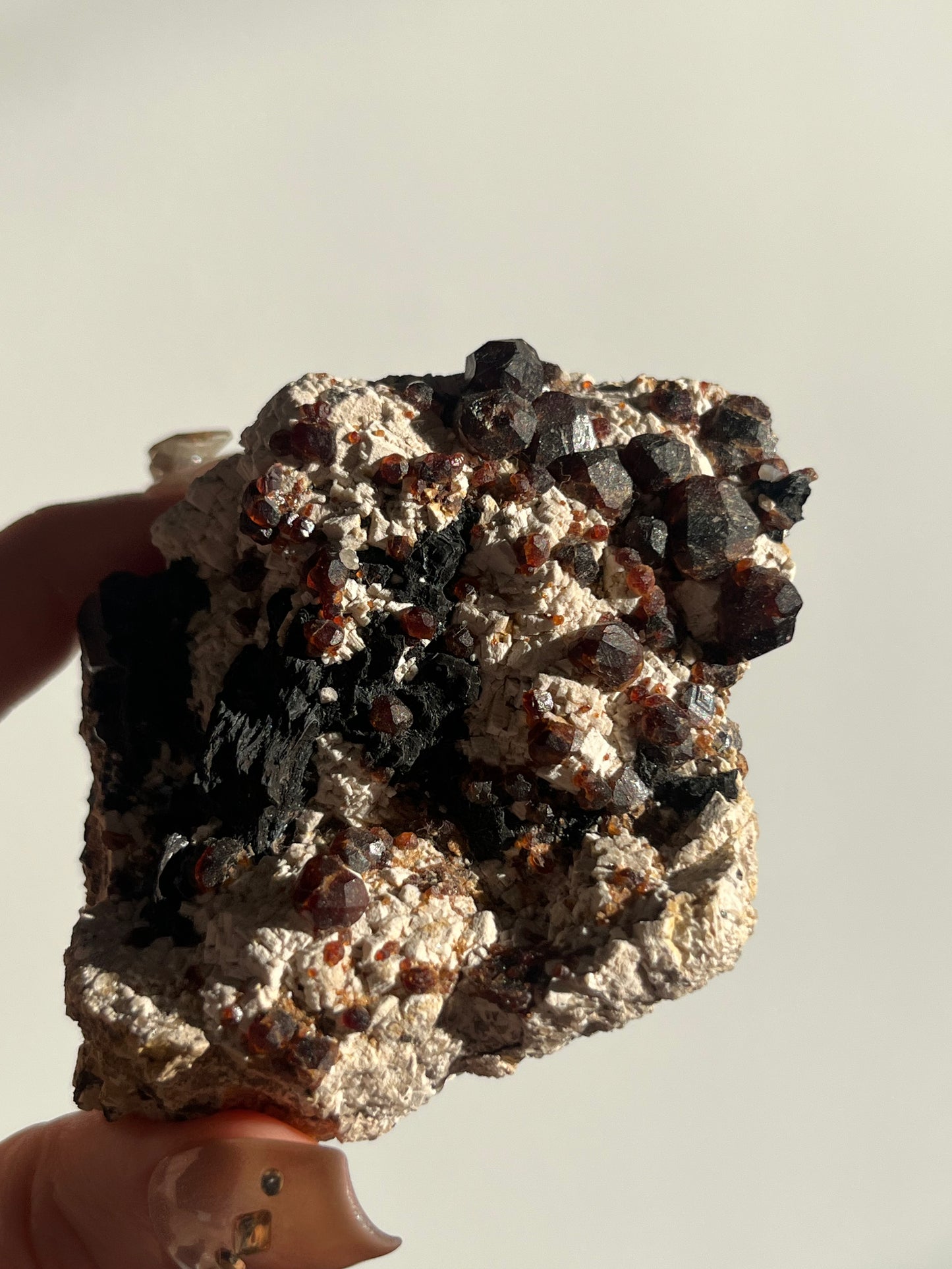Spessartine Garnet with Metallic Inclusions and Feldspar Specimen B