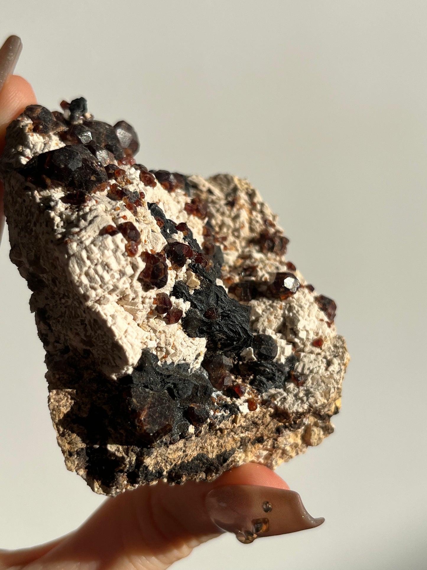 Spessartine Garnet with Metallic Inclusions and Feldspar Specimen B