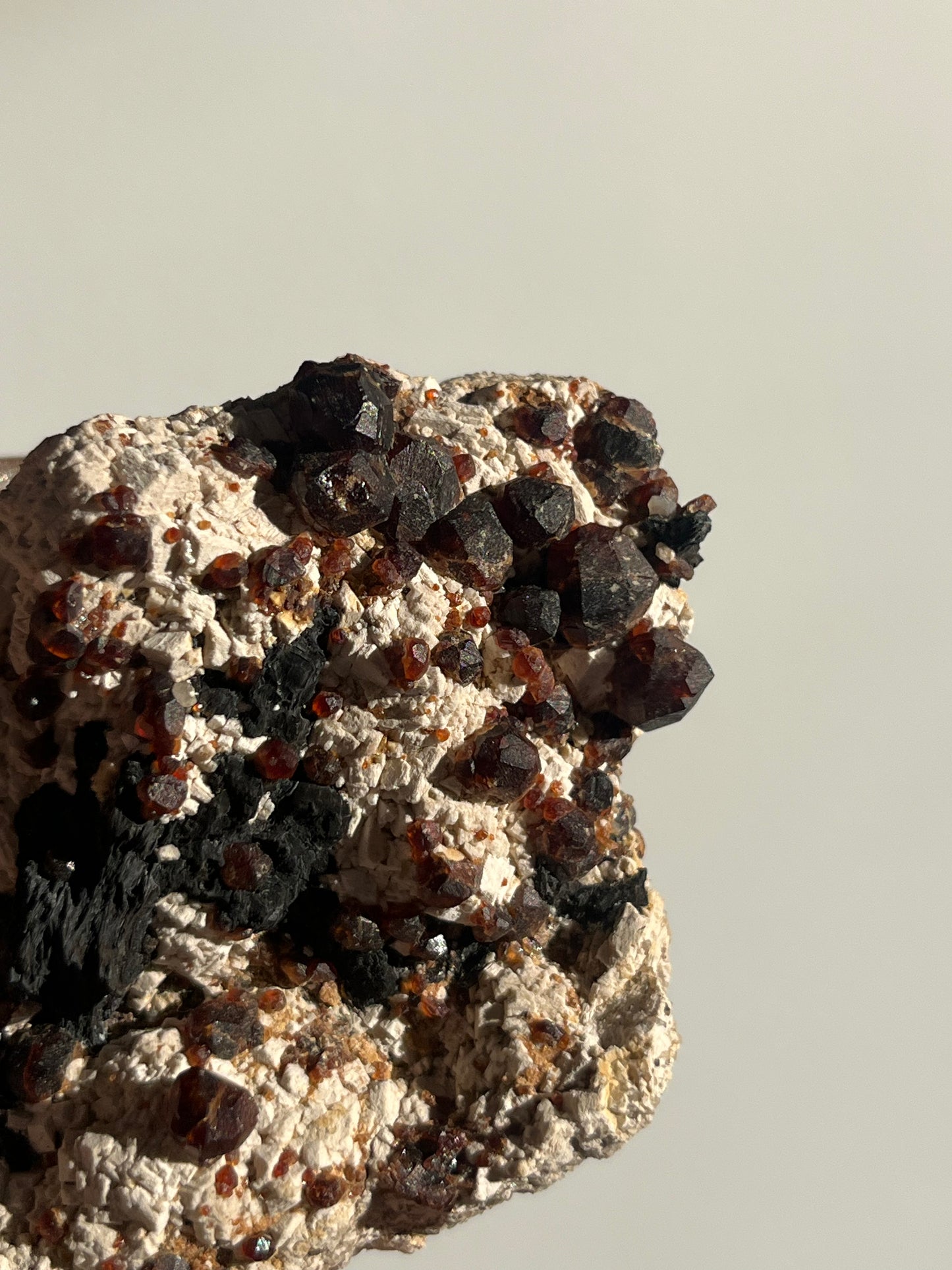 Spessartine Garnet with Metallic Inclusions and Feldspar Specimen B