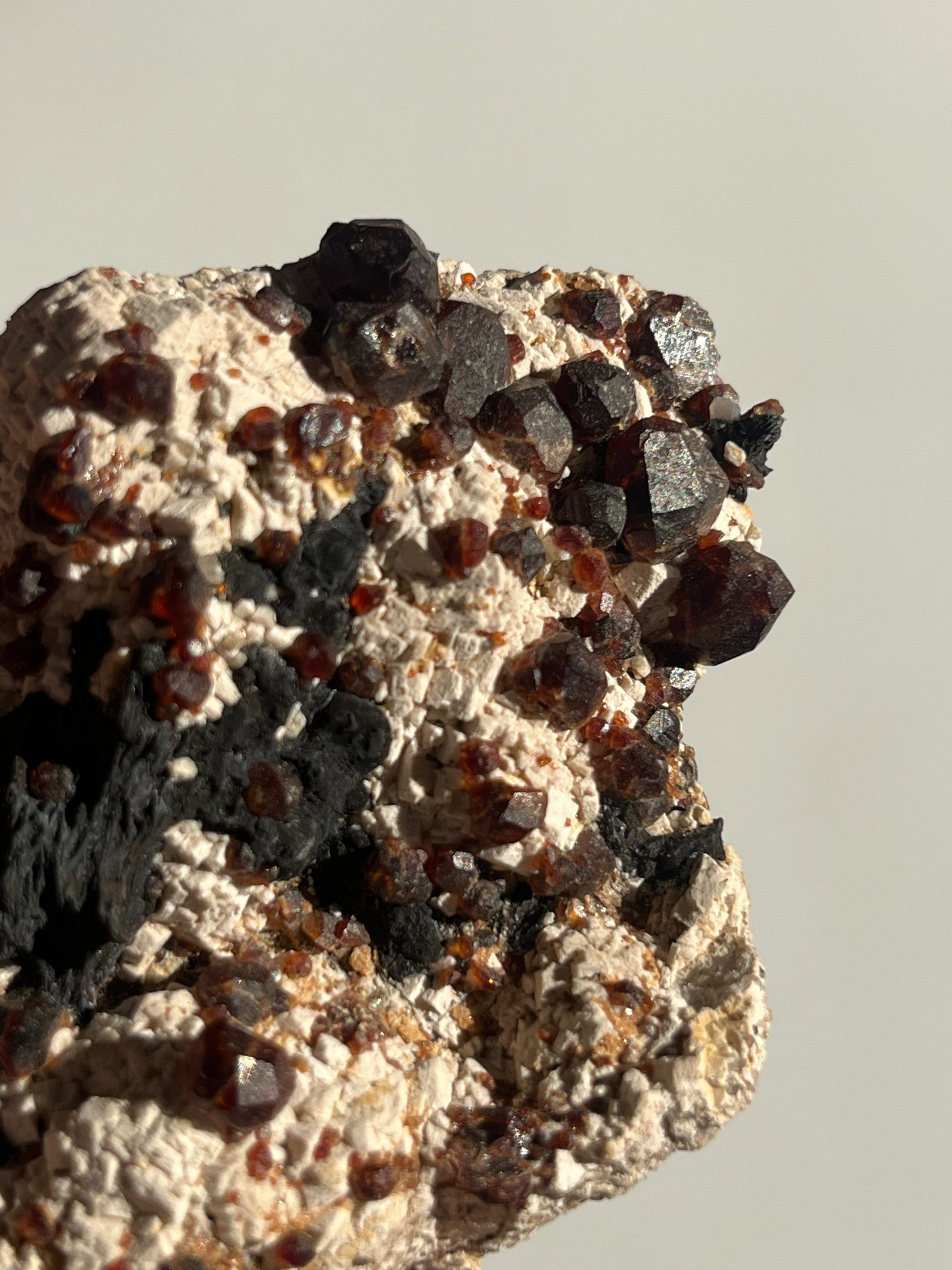 Spessartine Garnet with Metallic Inclusions and Feldspar Specimen B