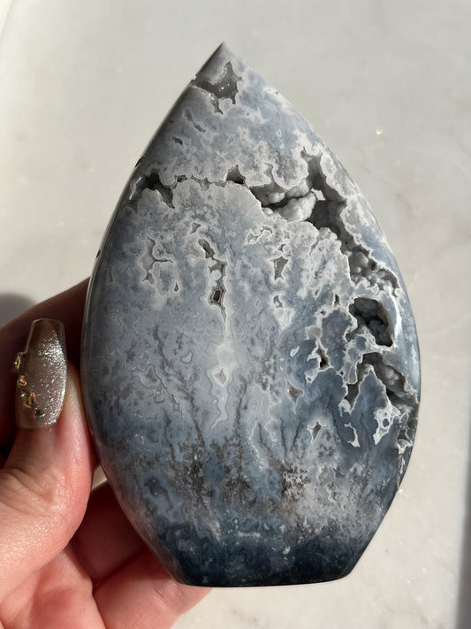 Storm Plume Agate Flame Carving #2
