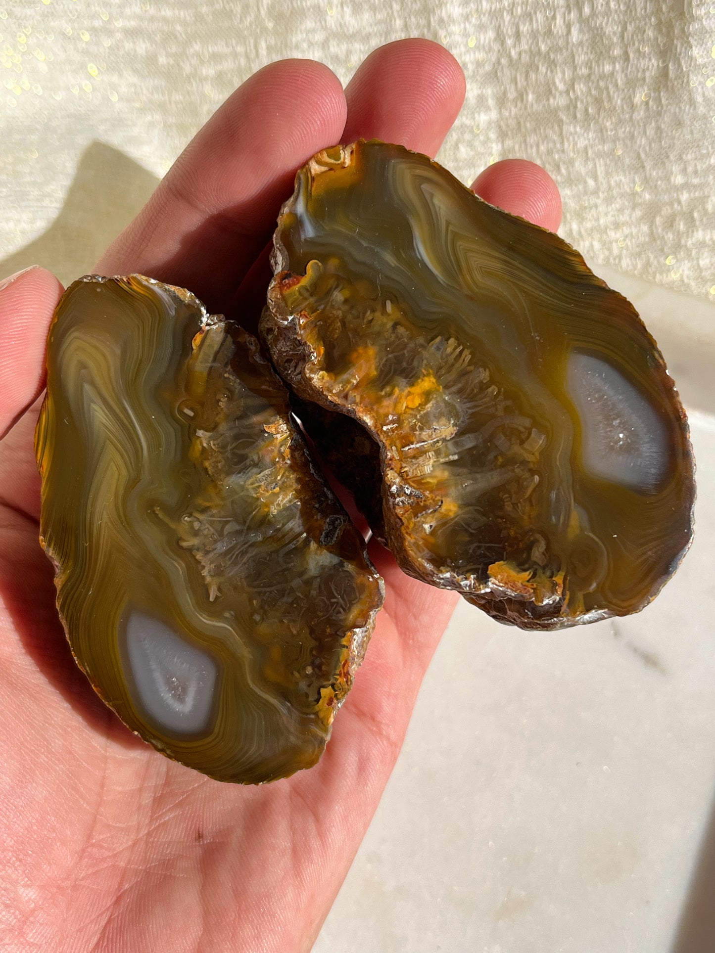 Sagenitic Sumatran River Agate Pair #M
