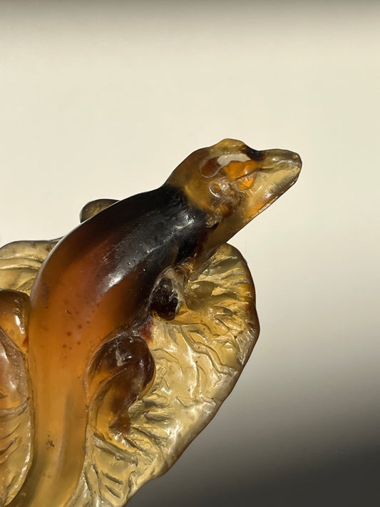 'Salazar' Sumatran Amber Gecko Carving