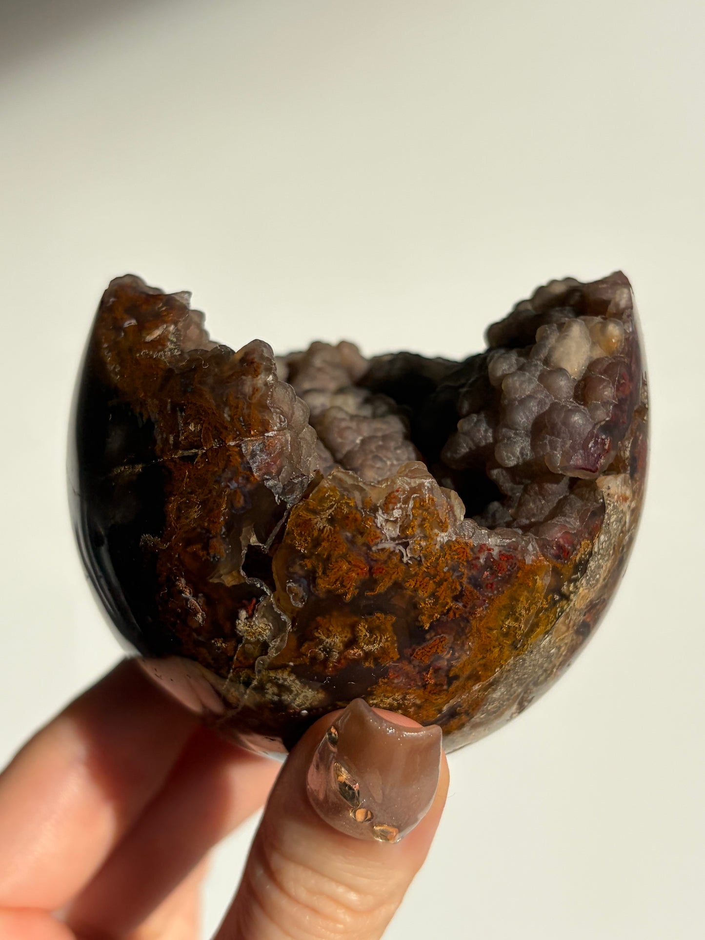 “Moss-bound World” Tembaga Moss in Botryoidal Chalcedony Sphere A