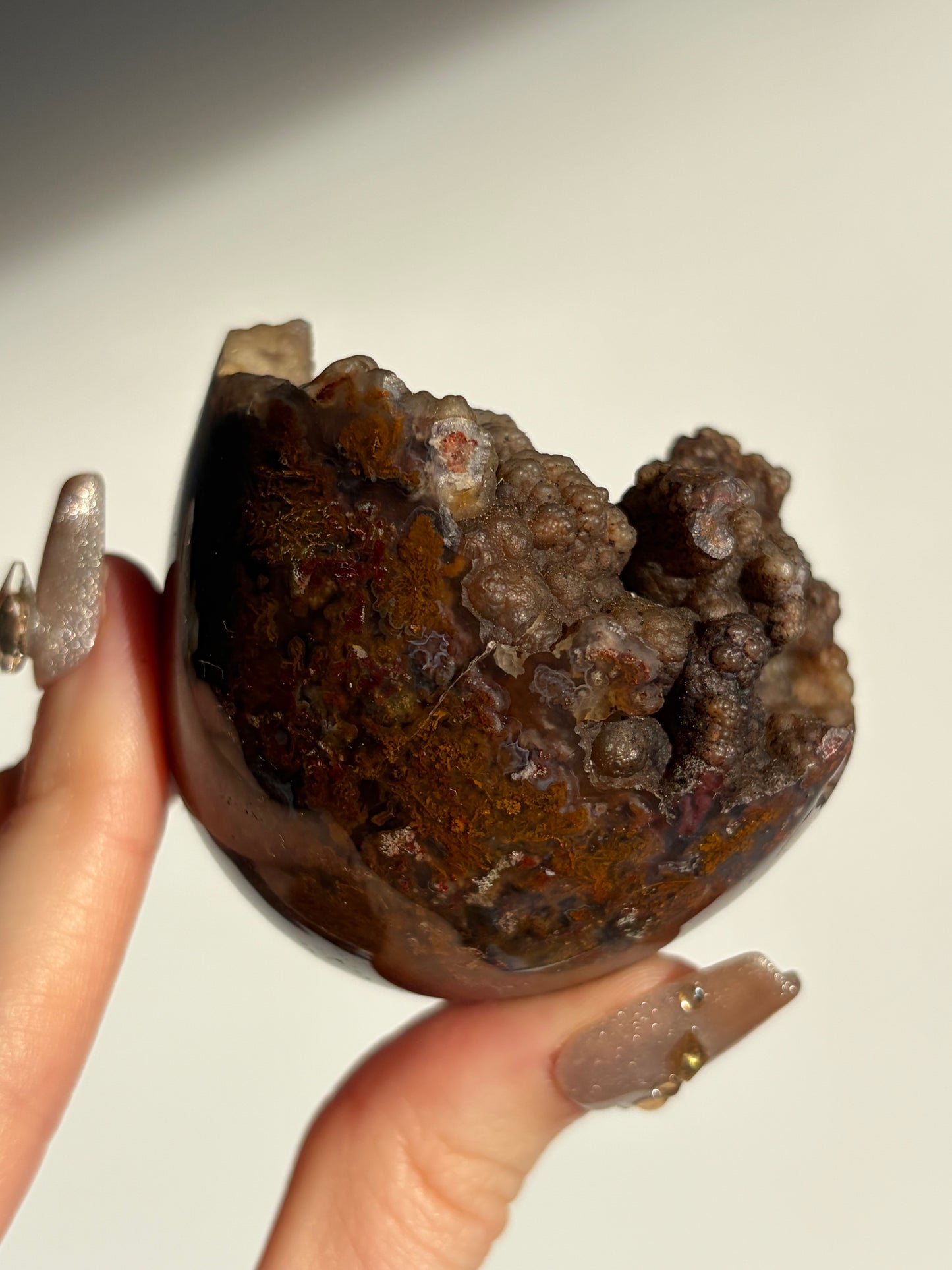 “A Garden Planet” Tembaga Moss in Botryoidal Chalcedony Sphere B