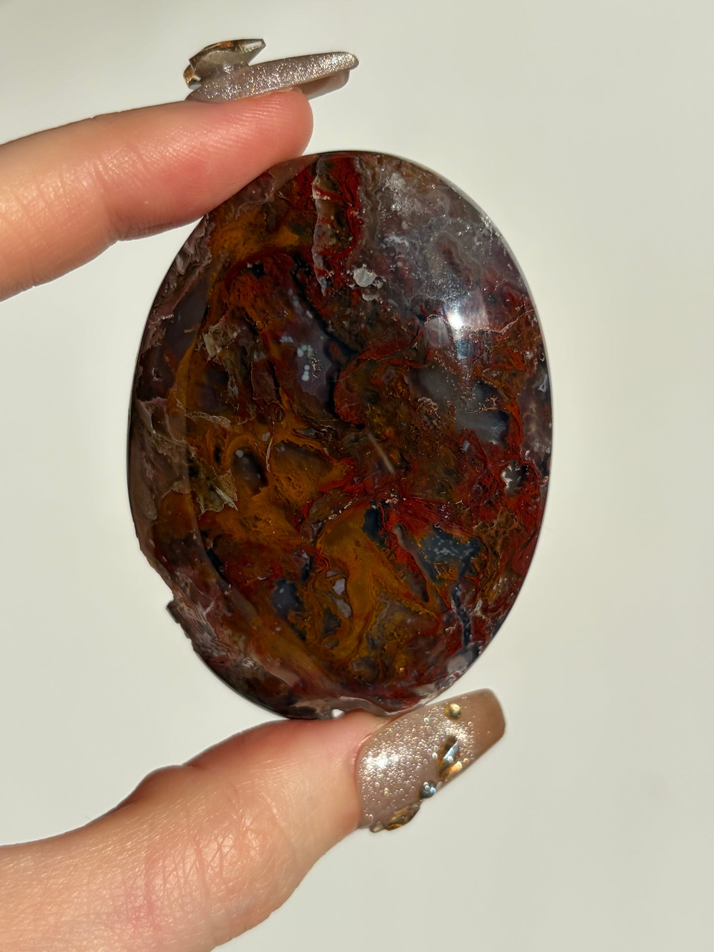 Tembaga Moss in Chalcedony Palmstone A
