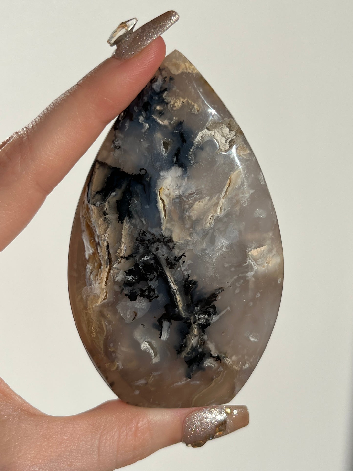 Tiger Dendrite in Chalcedony Flame Carving A