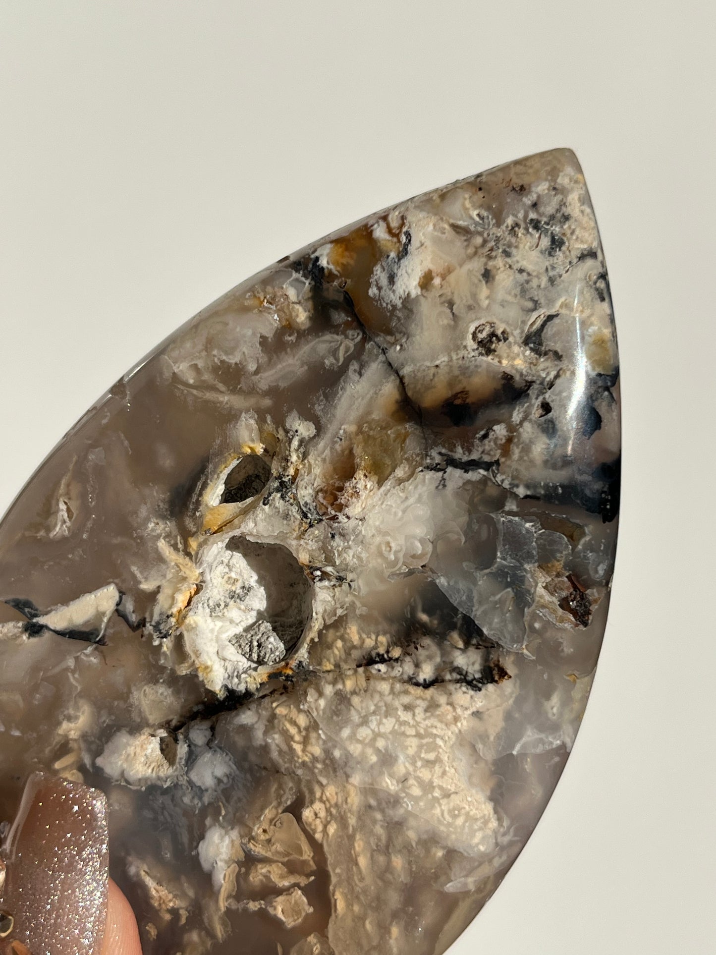 Tiger Dendrite in Chalcedony Flame Carving A