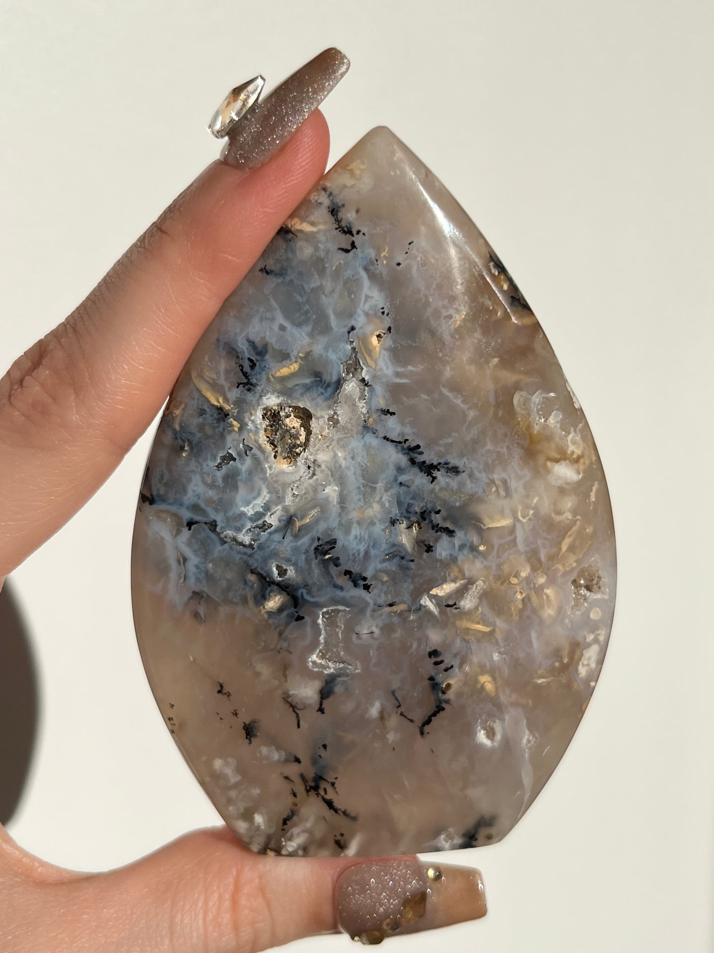 Tiger Dendrite in Chalcedony Flame Carving B