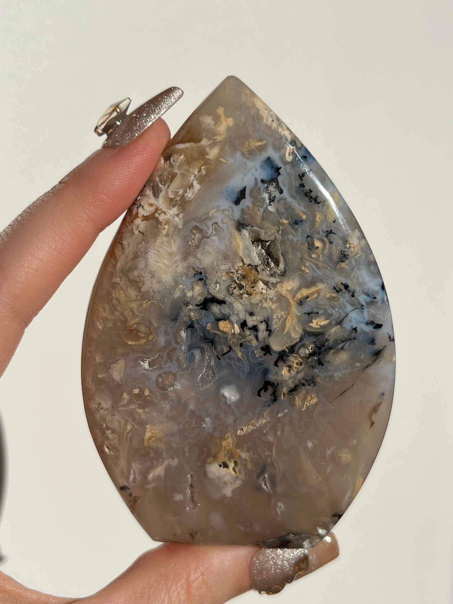 Tiger Dendrite in Chalcedony Flame Carving B
