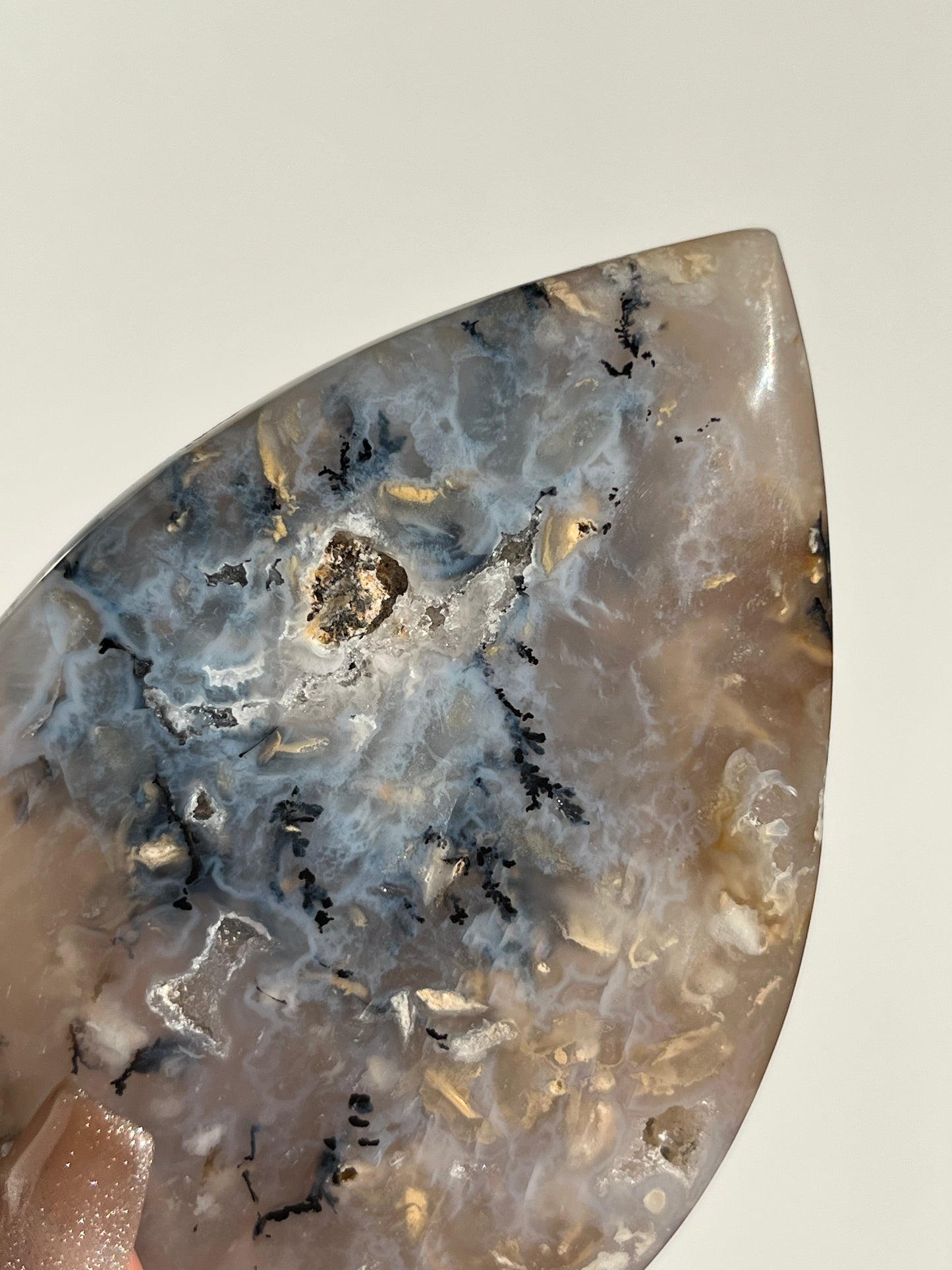 Tiger Dendrite in Chalcedony Flame Carving B