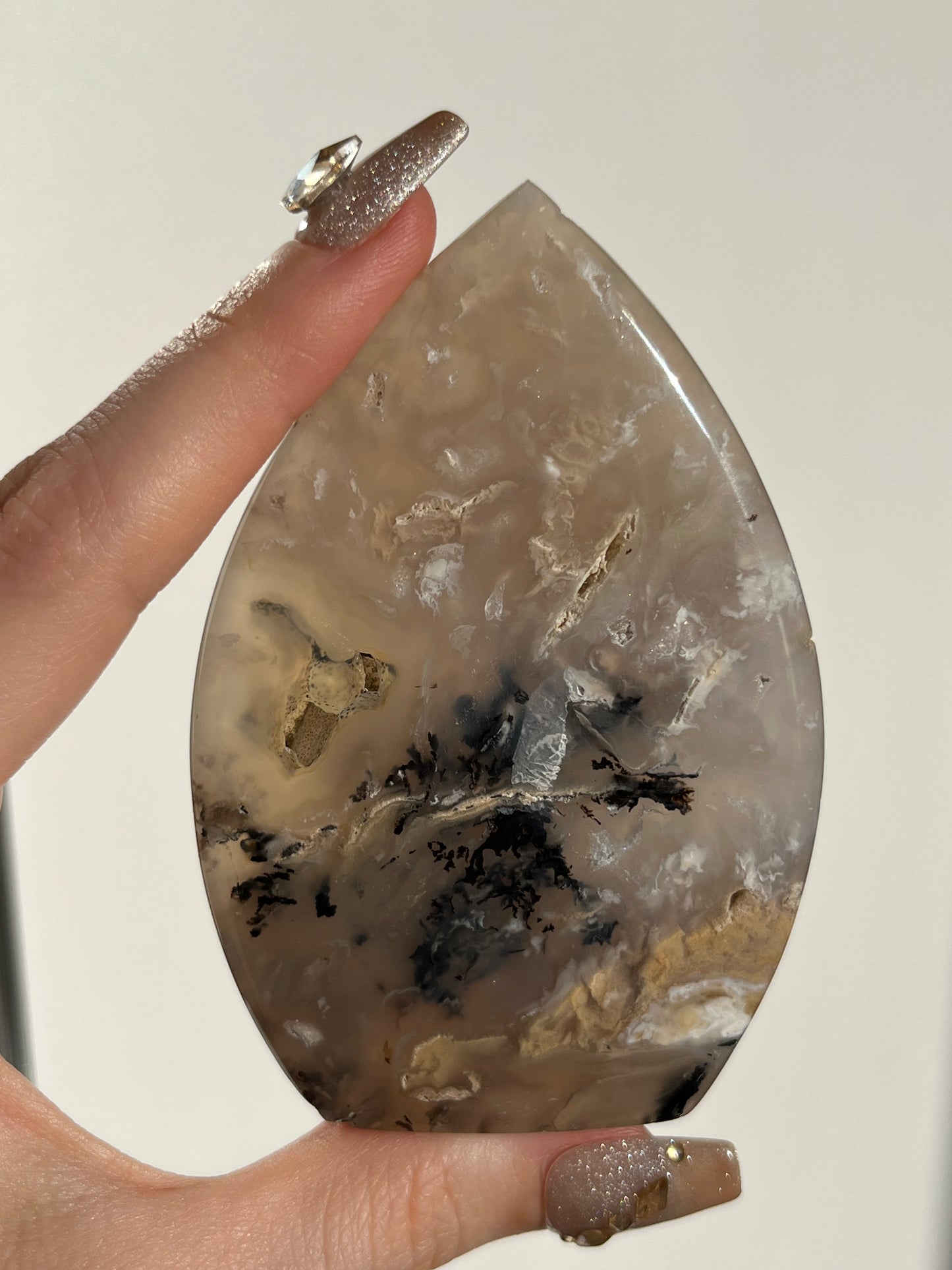 Tiger Dendrite in Chalcedony Flame Carving C (Unsteady Base)