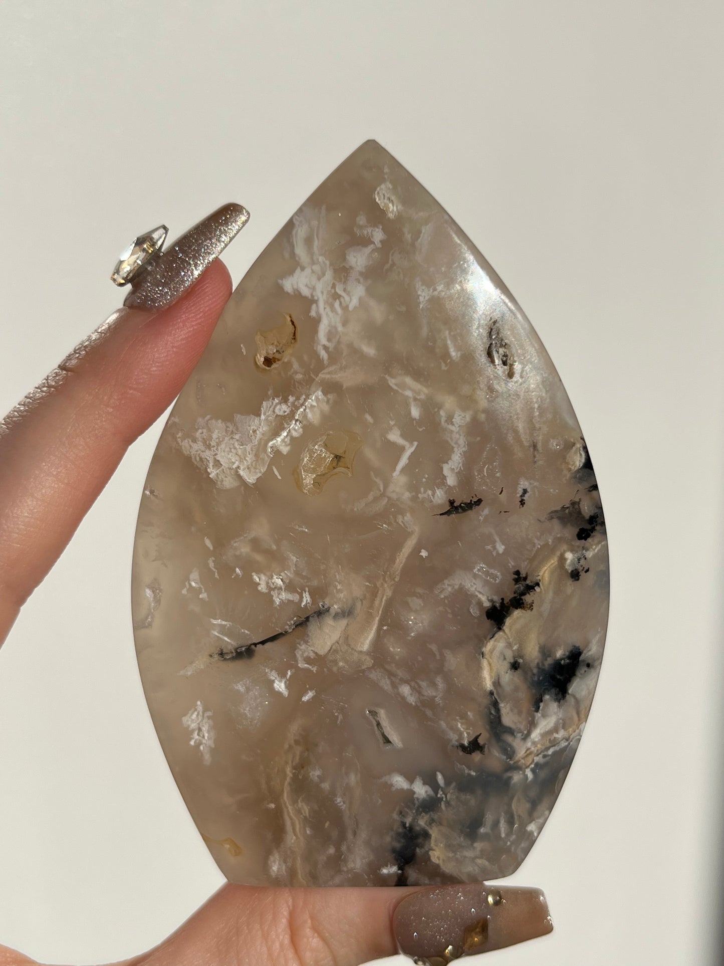 Tiger Dendrite in Chalcedony Flame Carving E (Unsteady Base)