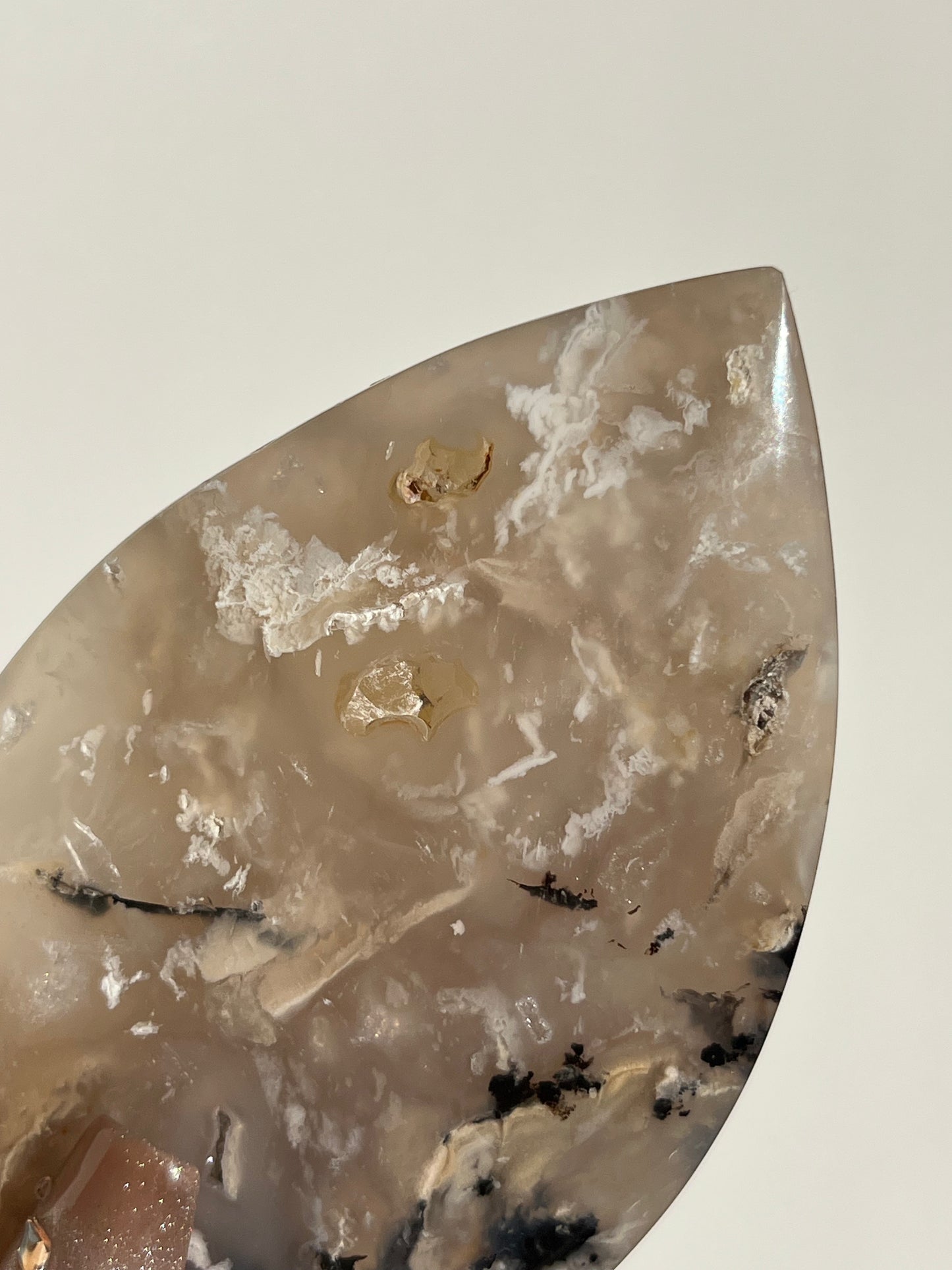 Tiger Dendrite in Chalcedony Flame Carving E (Unsteady Base)