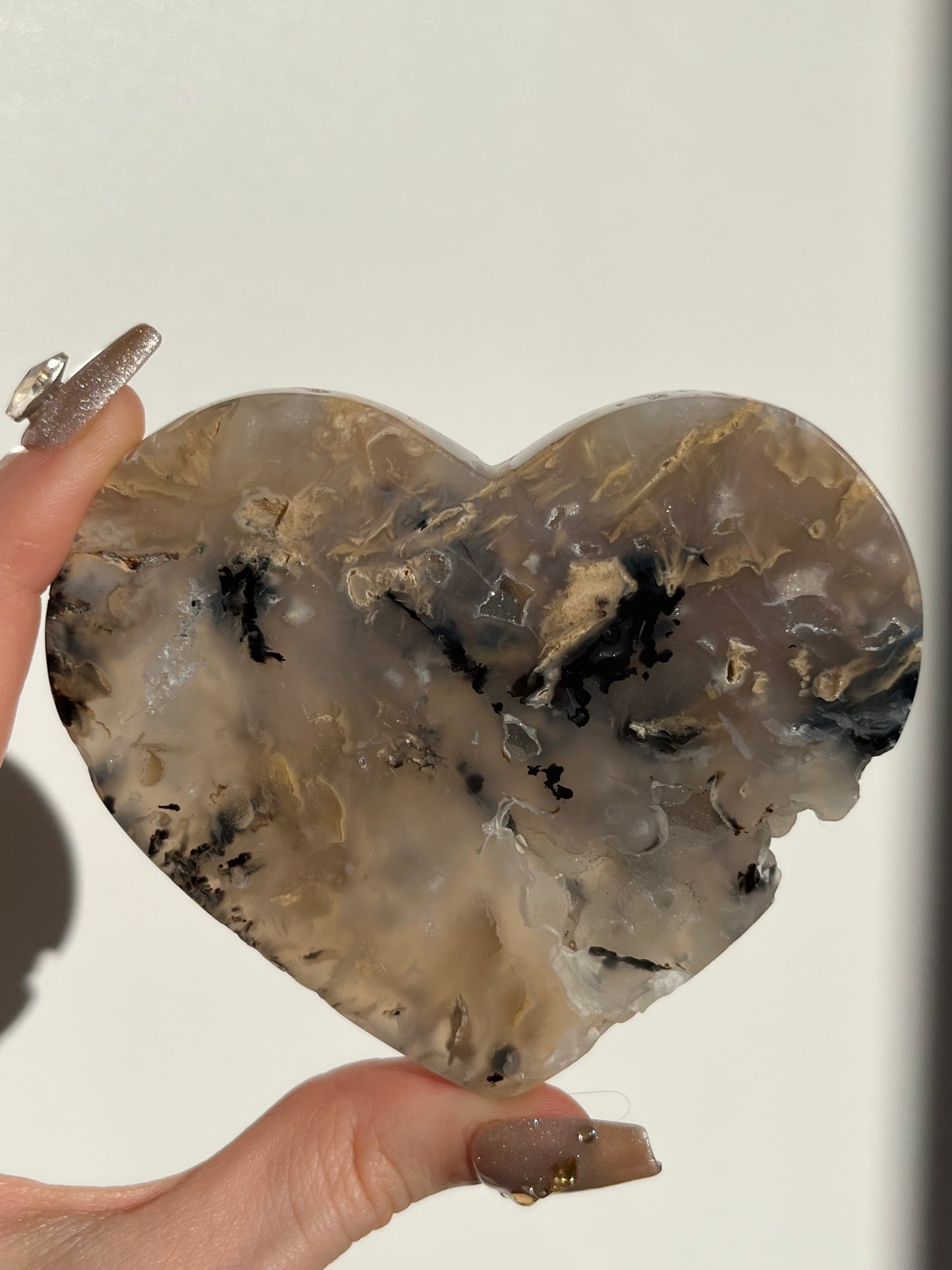 Tiger Dendrite in Chalcedony Heart Carving A