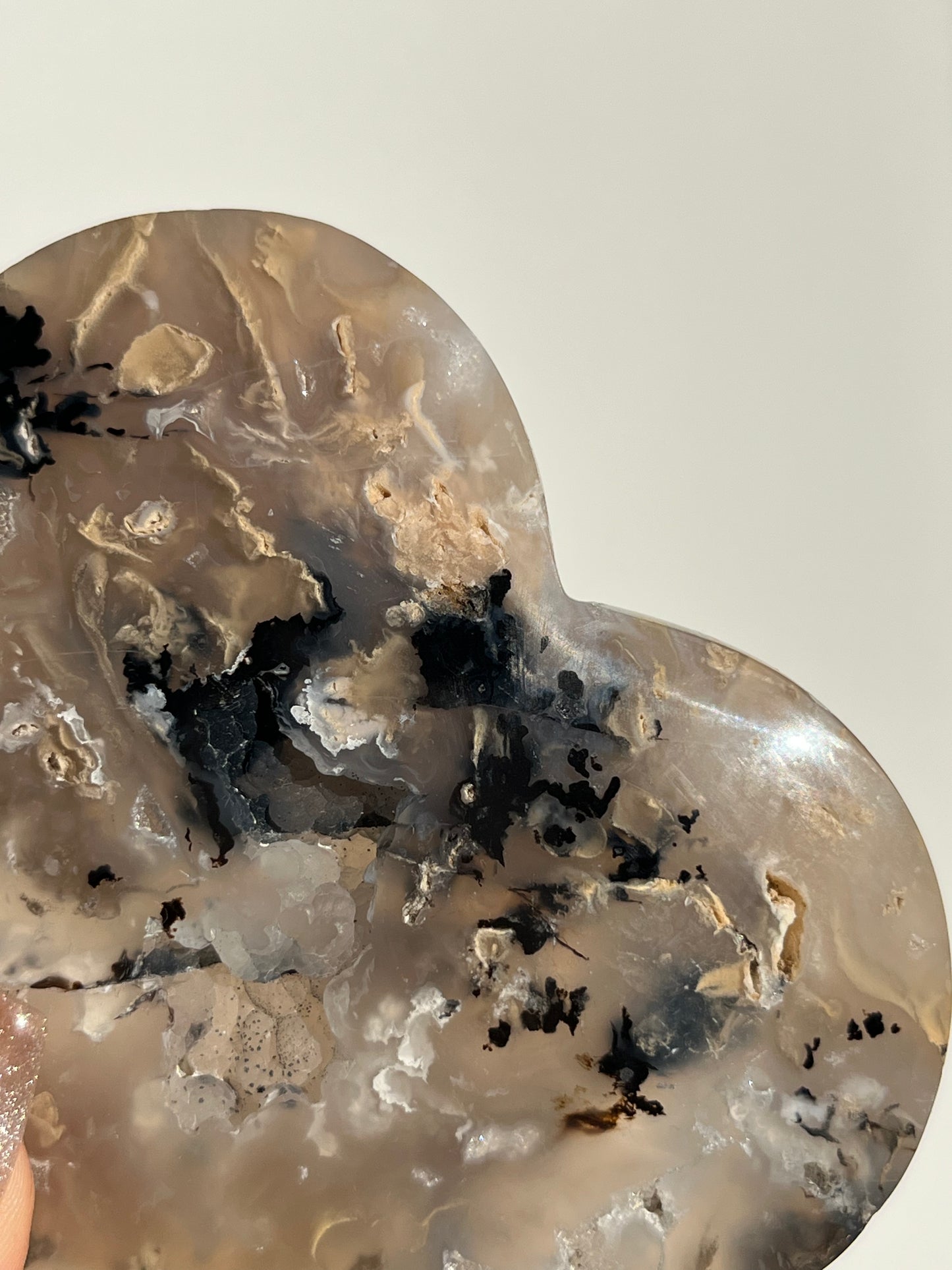 Tiger Dendrite in Chalcedony Heart Carving A