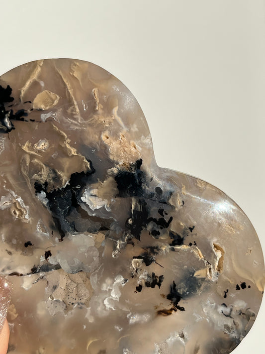 Tiger Dendrite in Chalcedony Heart Carving A