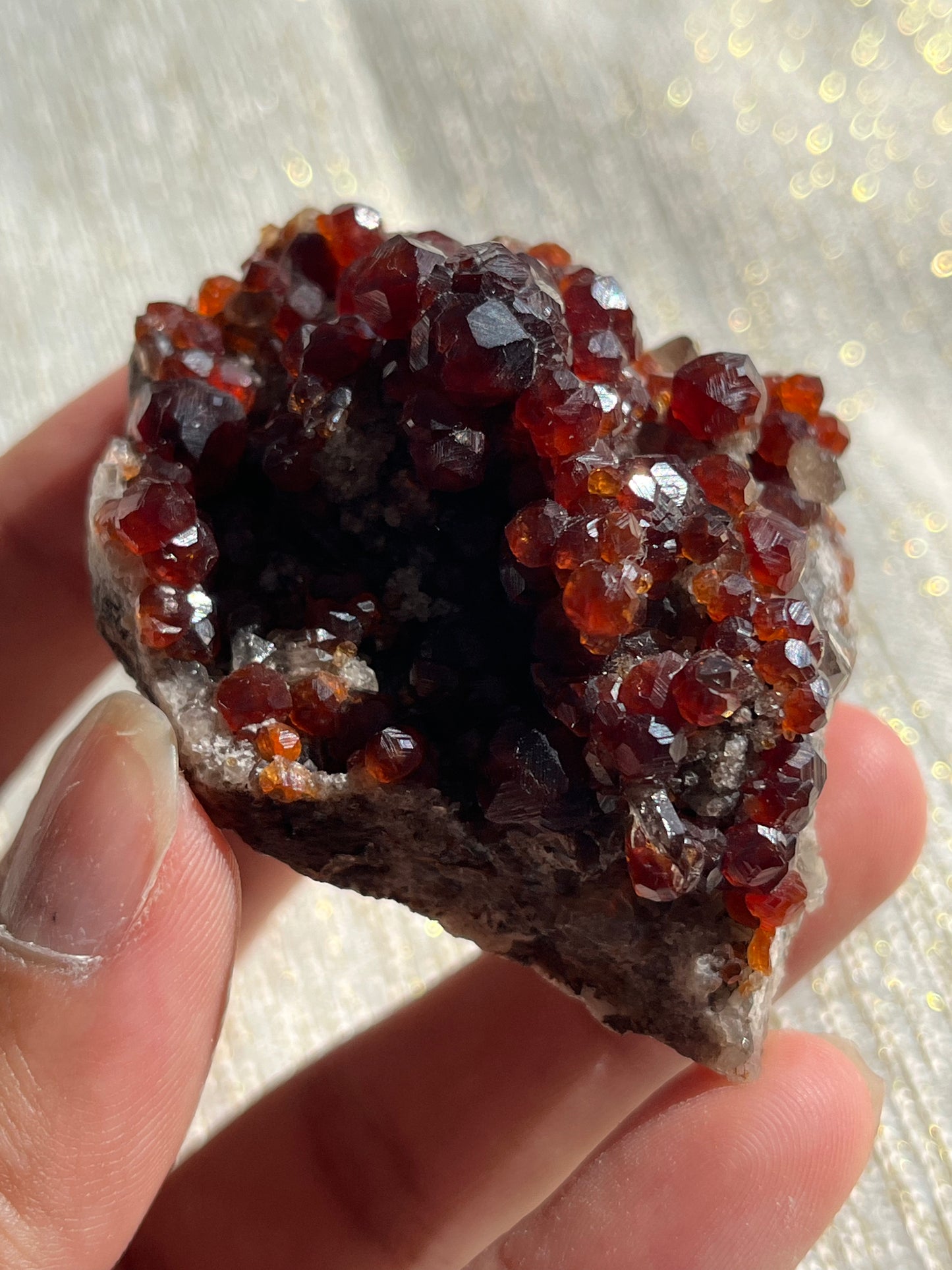 Tongbei Spessartine Garnet Collector Piece w/ Smokey Quartz