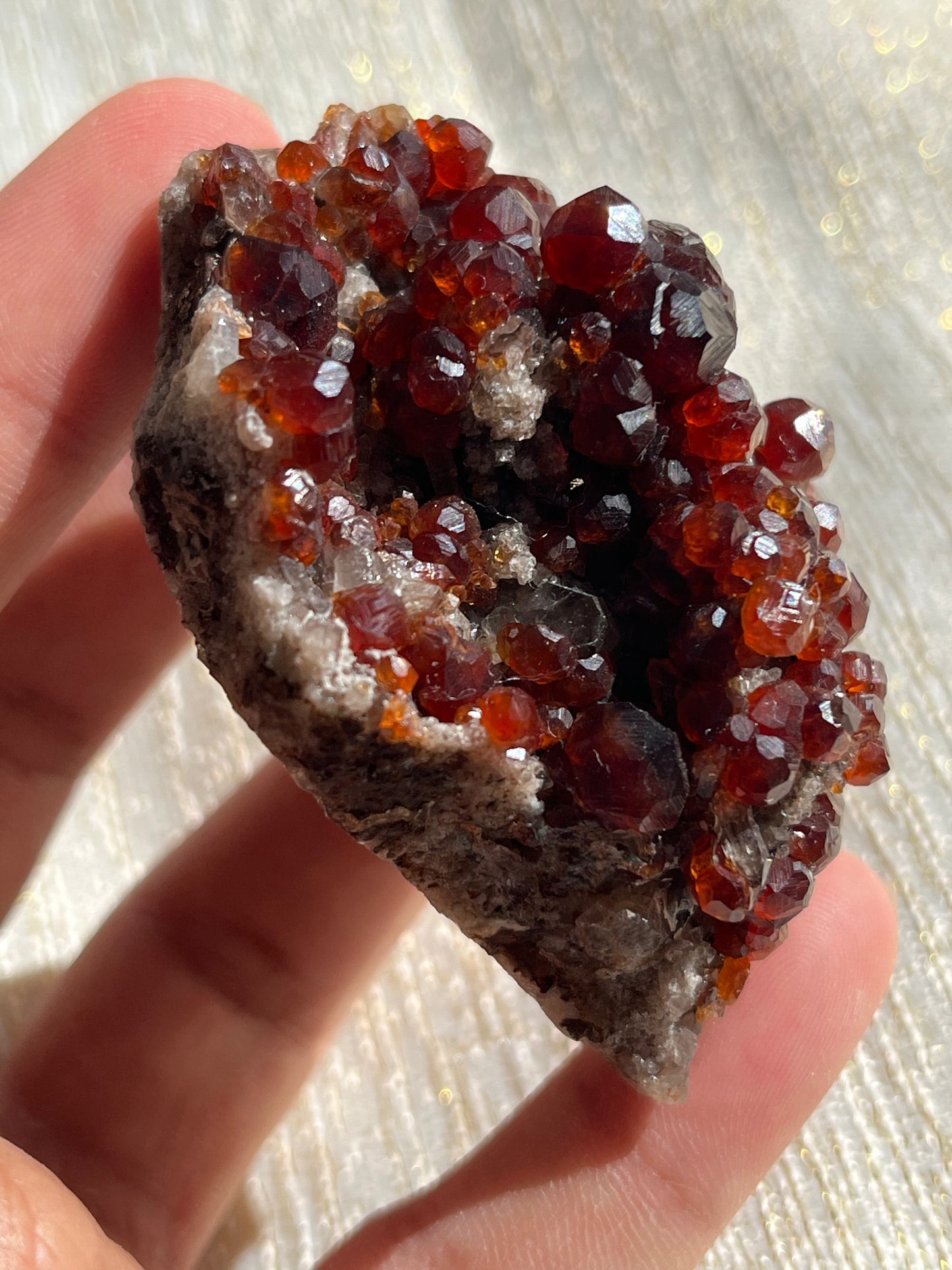 Tongbei Spessartine Garnet Collector Piece w/ Smokey Quartz