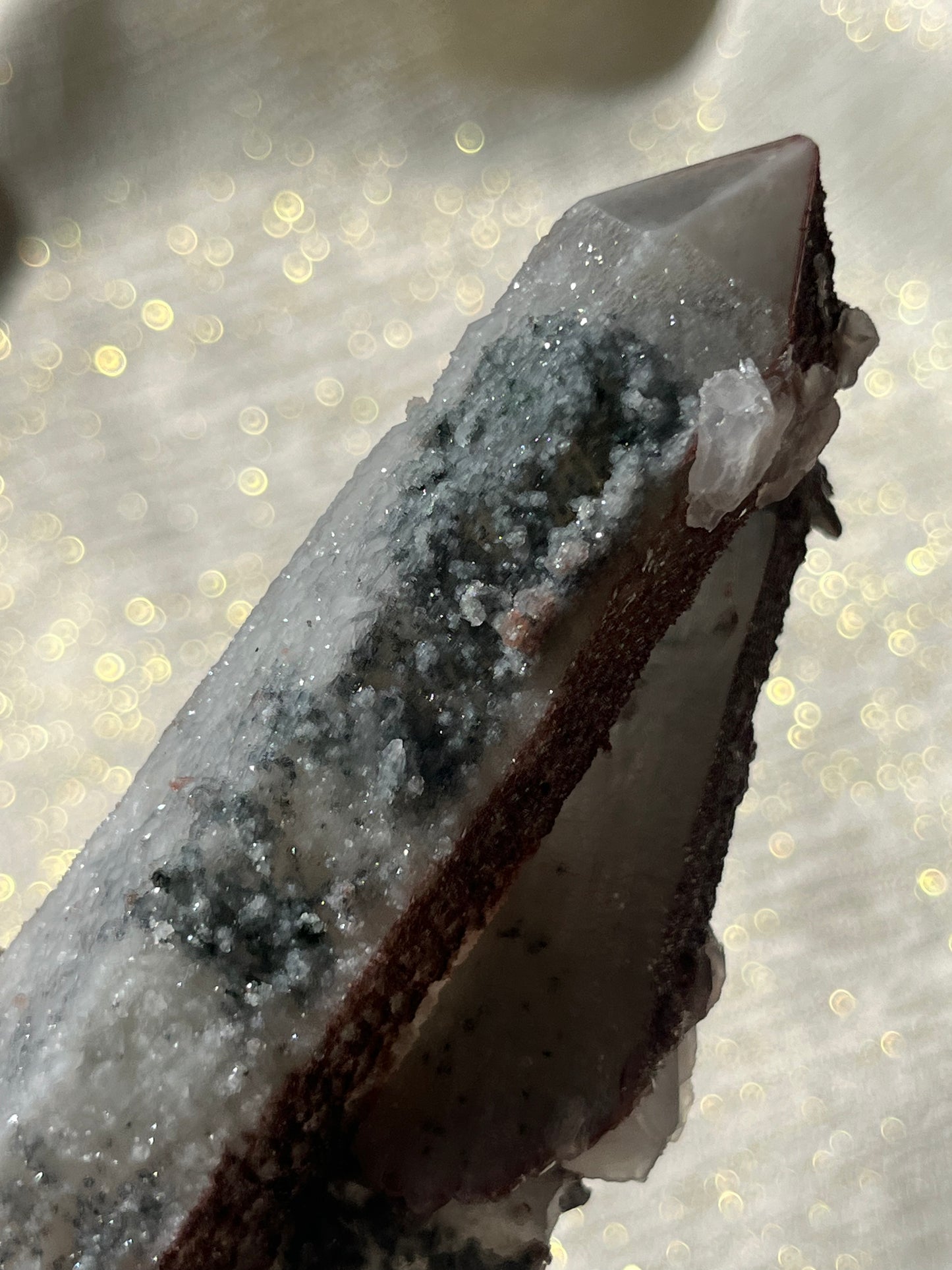 Twilight Plum Quartz with Sakura Blossom Calcite Specimen A