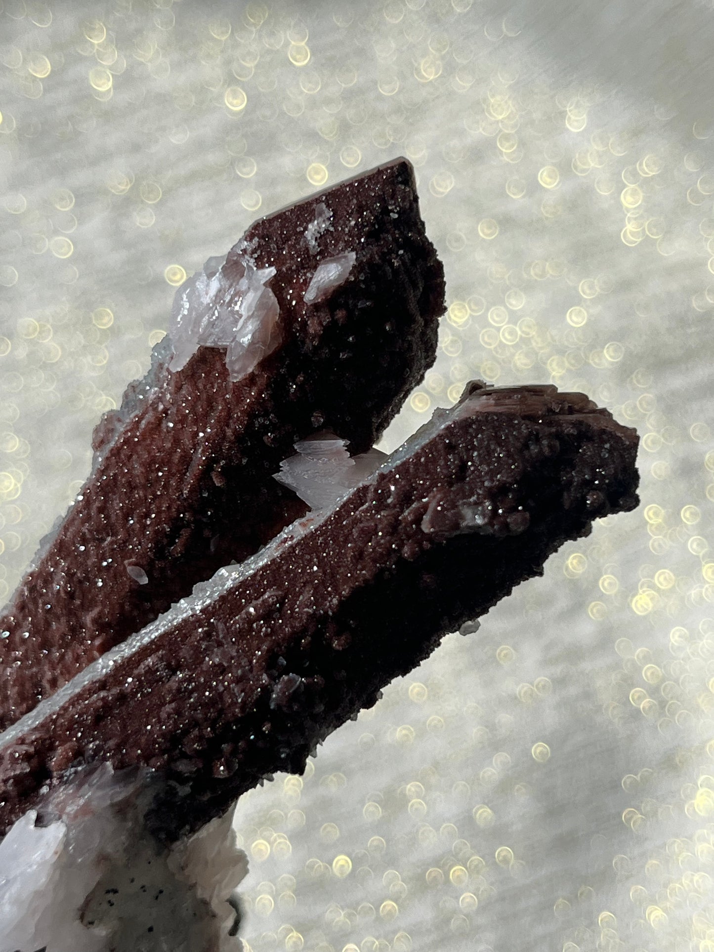 Twilight Plum Quartz with Sakura Blossom Calcite Specimen A