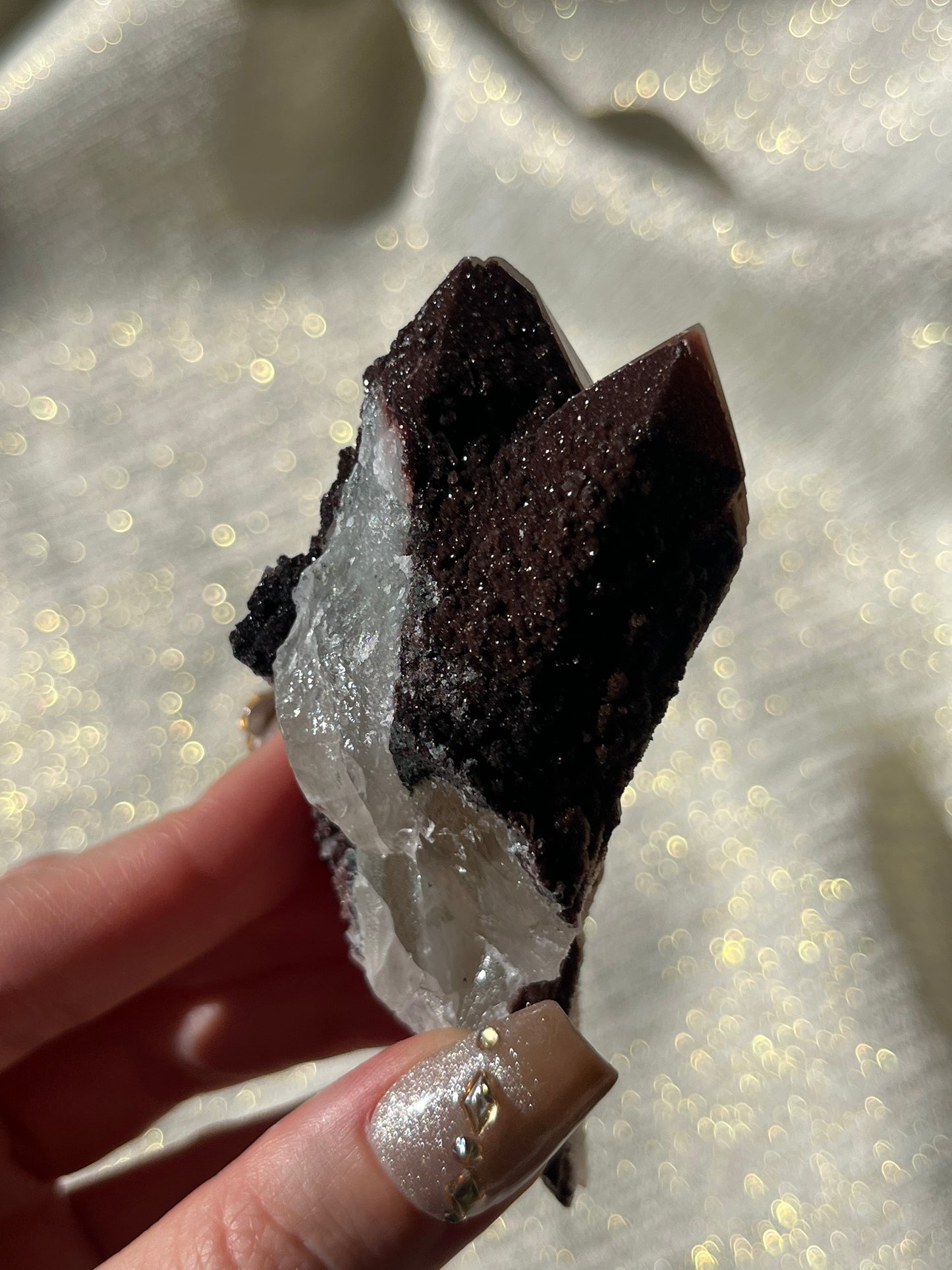 Twilight Plum Quartz with Sakura Blossom Calcite Specimen B