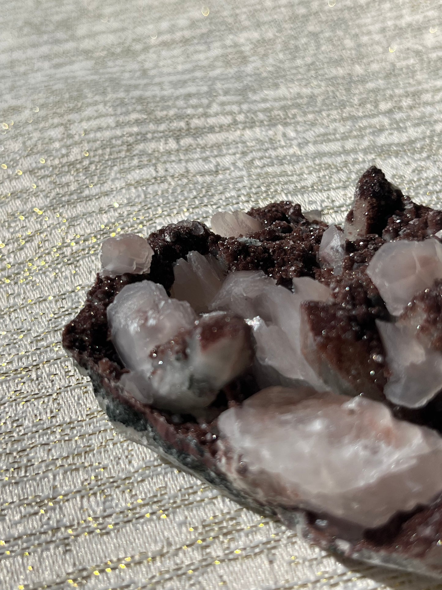 Twilight Plum Quartz with Sakura Blossom Calcite Specimen C