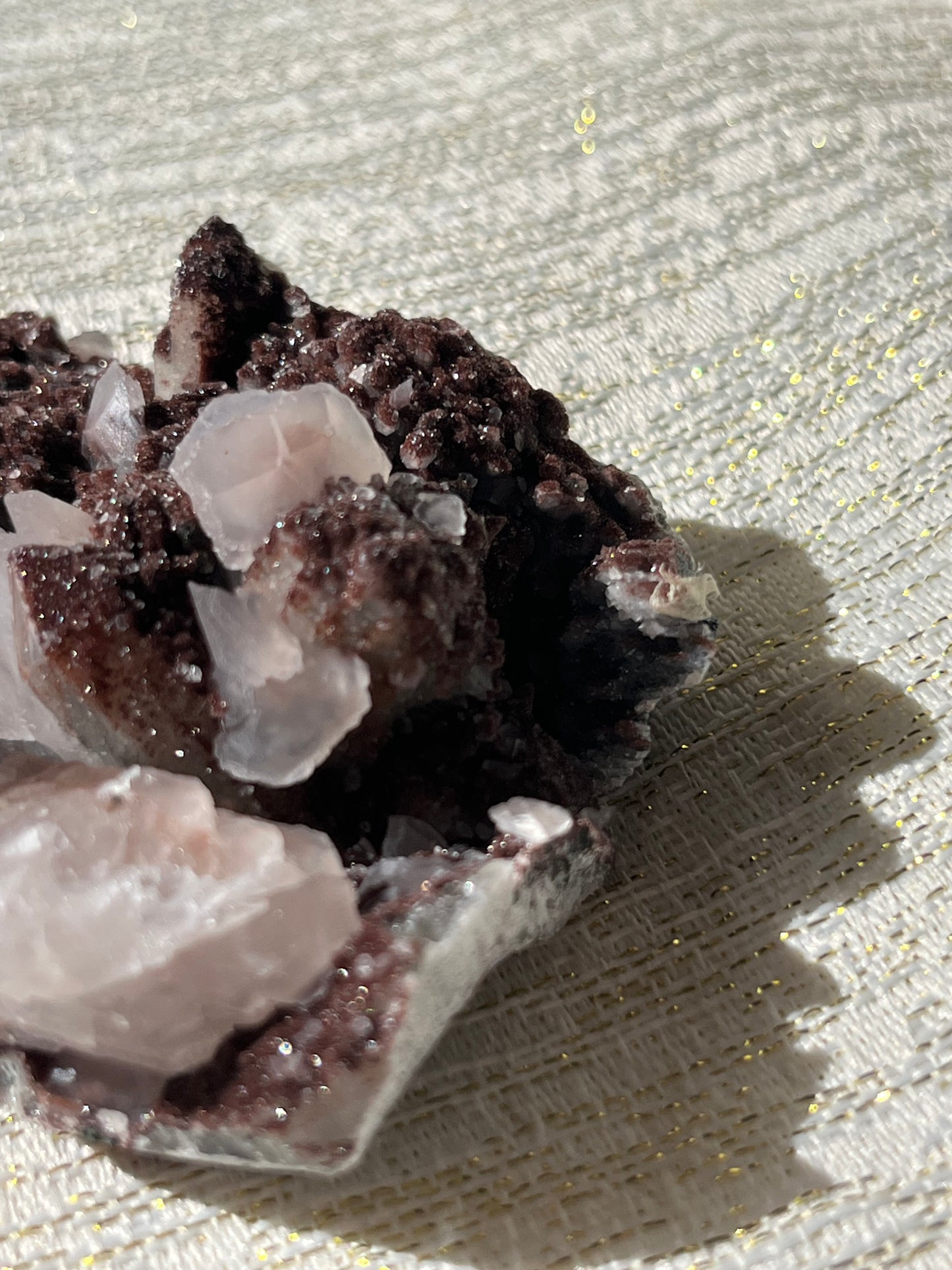 Twilight Plum Quartz with Sakura Blossom Calcite Specimen C
