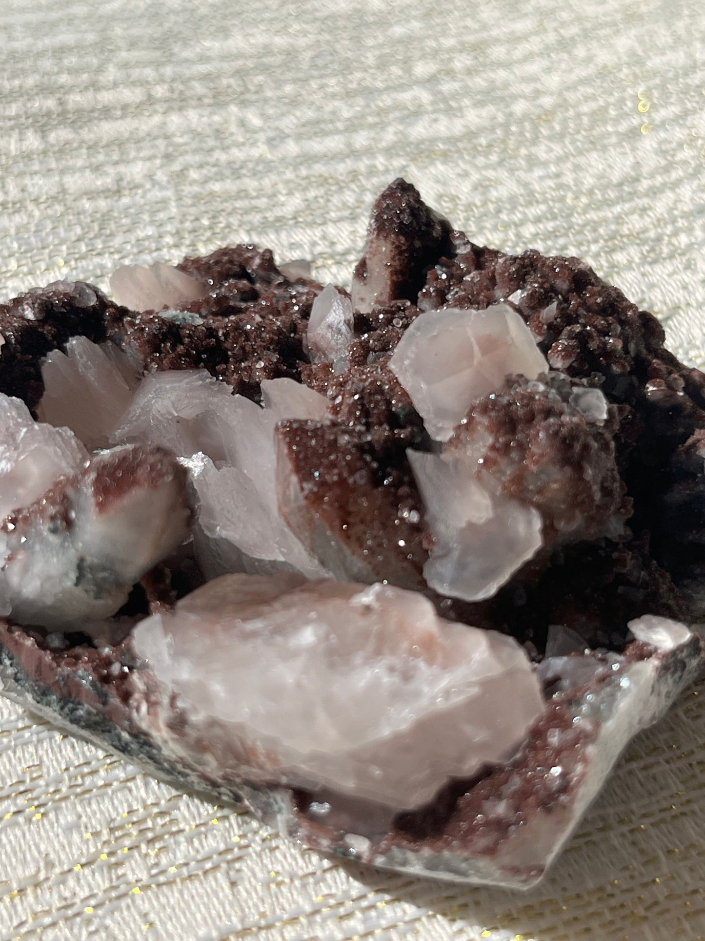 Twilight Plum Quartz with Sakura Blossom Calcite Specimen C