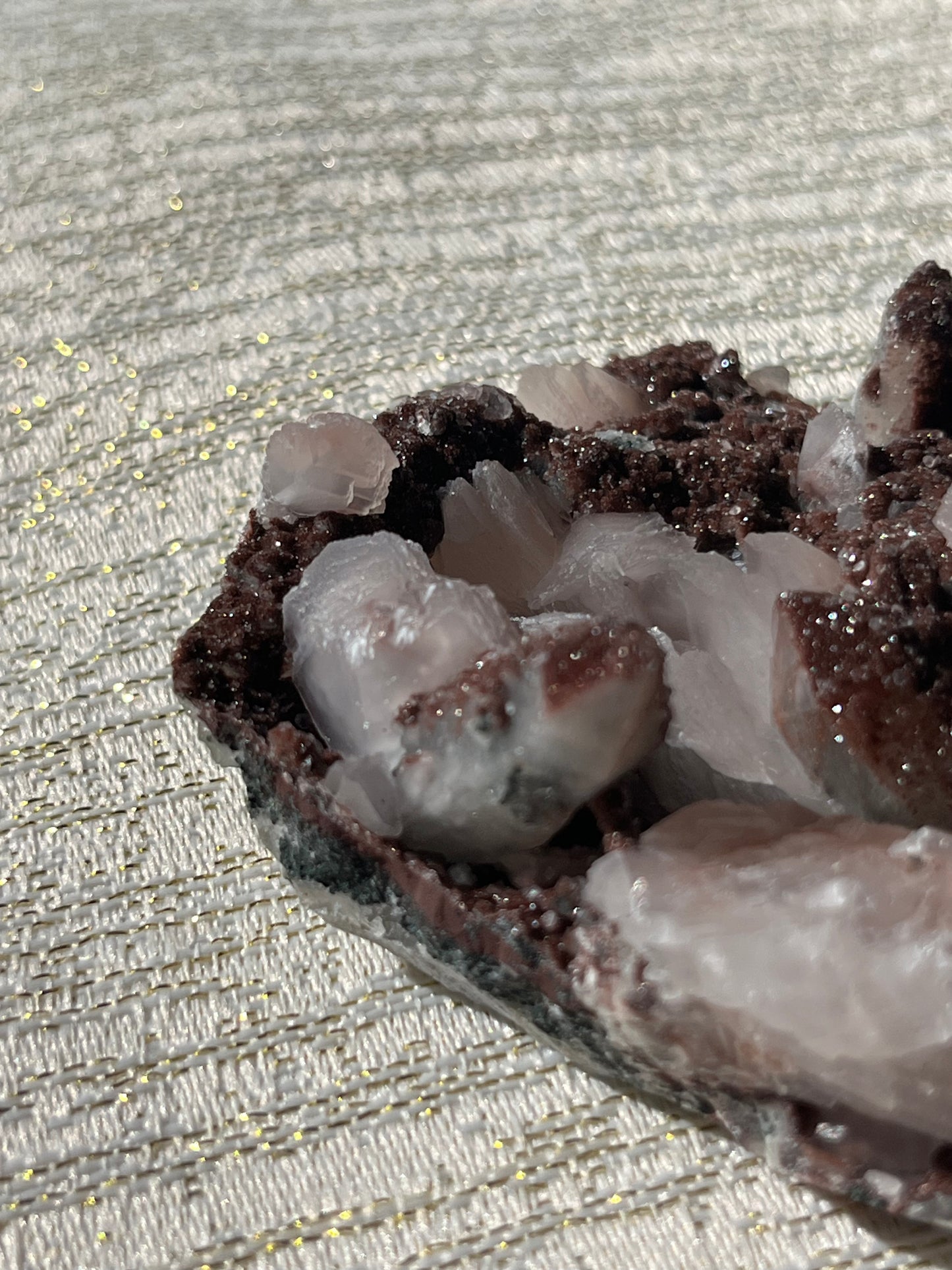 Twilight Plum Quartz with Sakura Blossom Calcite Specimen C